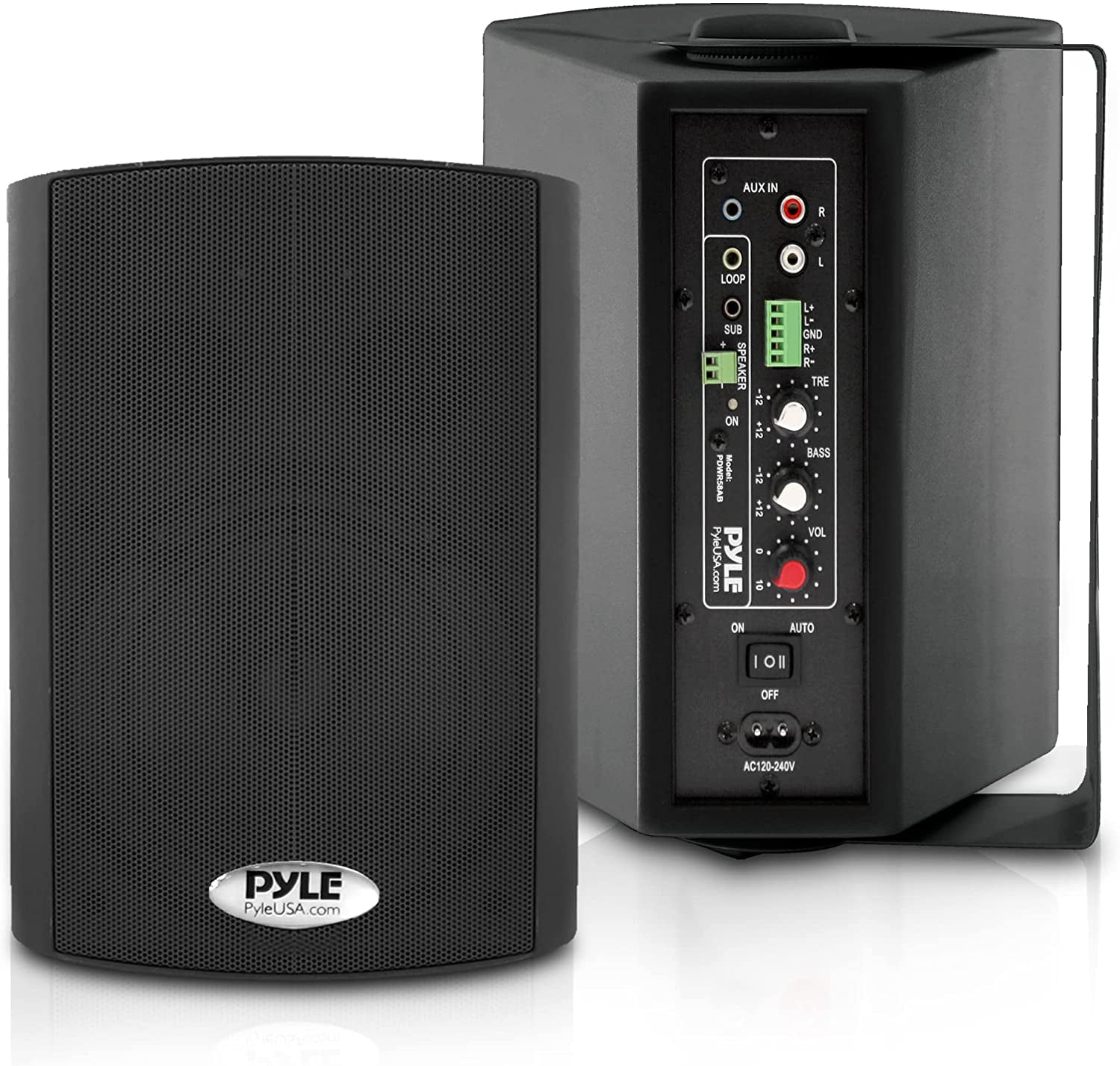 Pyle 5.25'' Pro-Active Wall-Mountable Bluetooth Speakers, 600 Watts Max, 300 Watts RMS (Black)