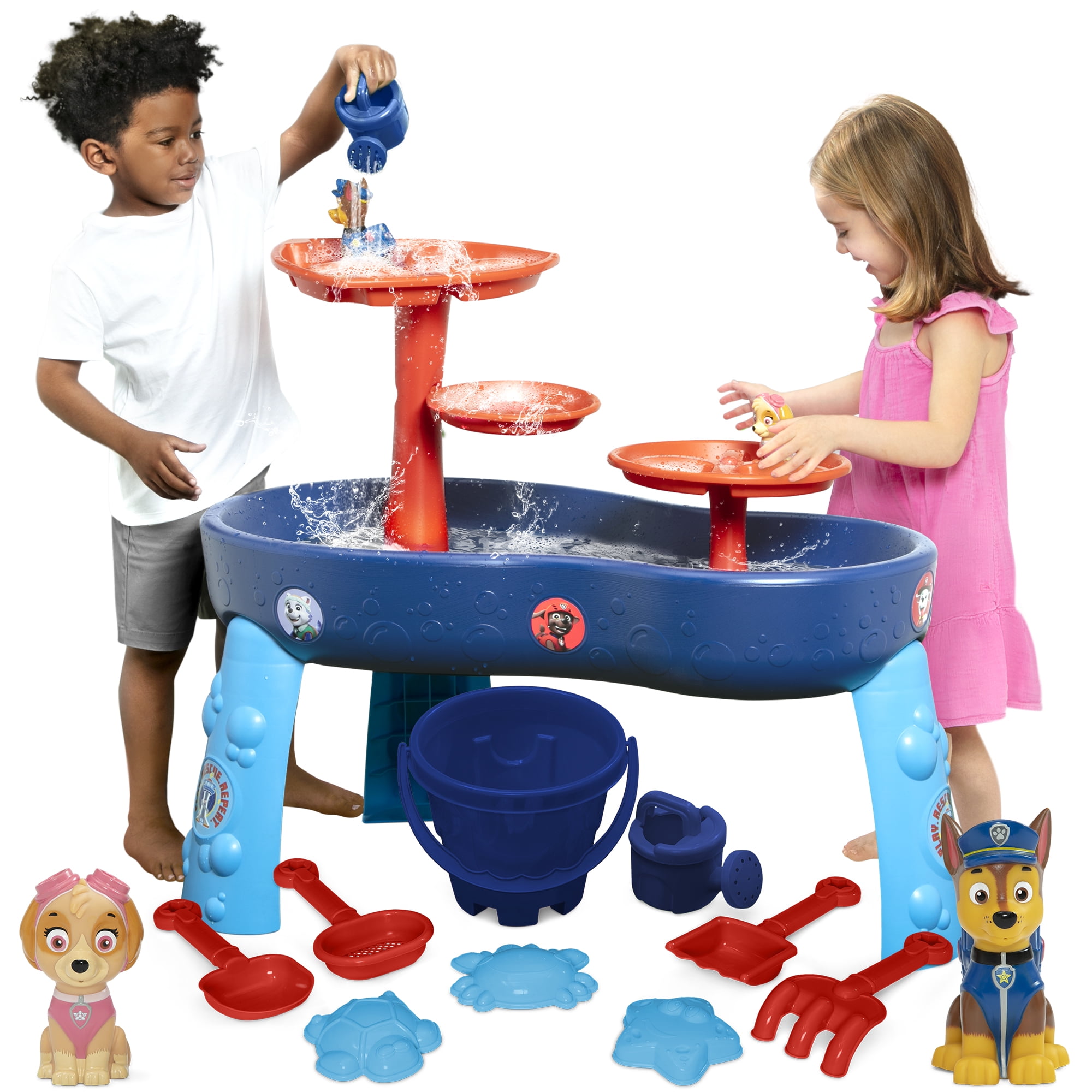 PAW Patrol Water Table by Delta Children - 3-Tier Water Table with 11-Piece Toy Set, Blue