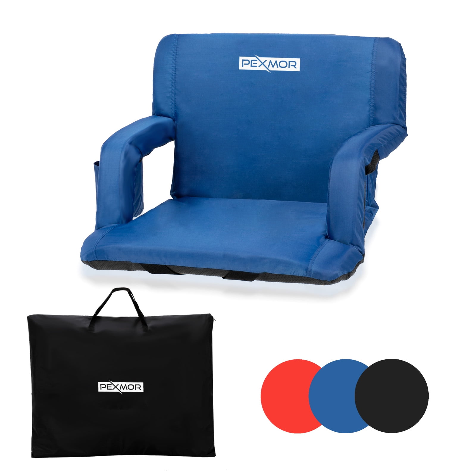 PEXMOR Extra Wide 25'' Stadium Seat for Bleachers with Back Support & Carrying Bag, Portable Reclining Cushion