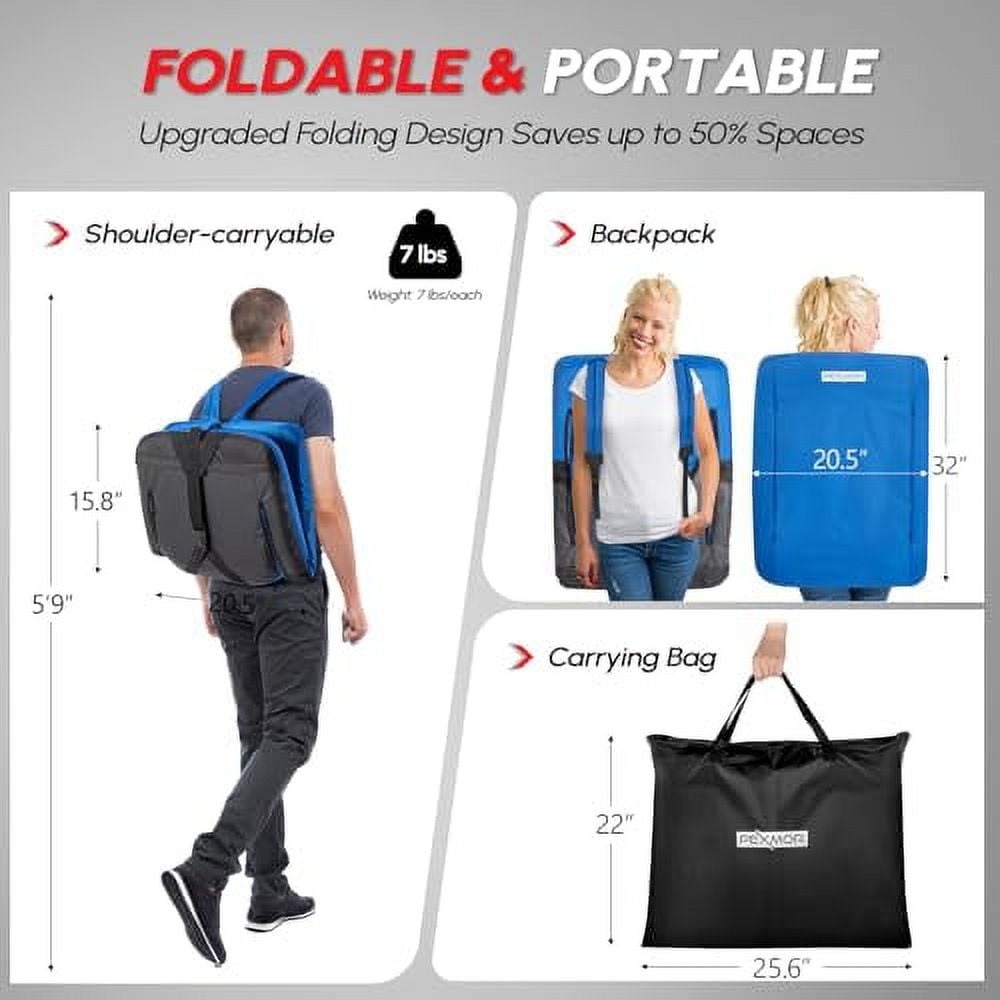 PEXMOR 2 Pack Folding Stadium Seats w/Back Support, 5-Reclining Position Bleacher Chair w/Cushion & Armrest, Portable Padded Stadium Chair w/Pockets, Carrying Bag