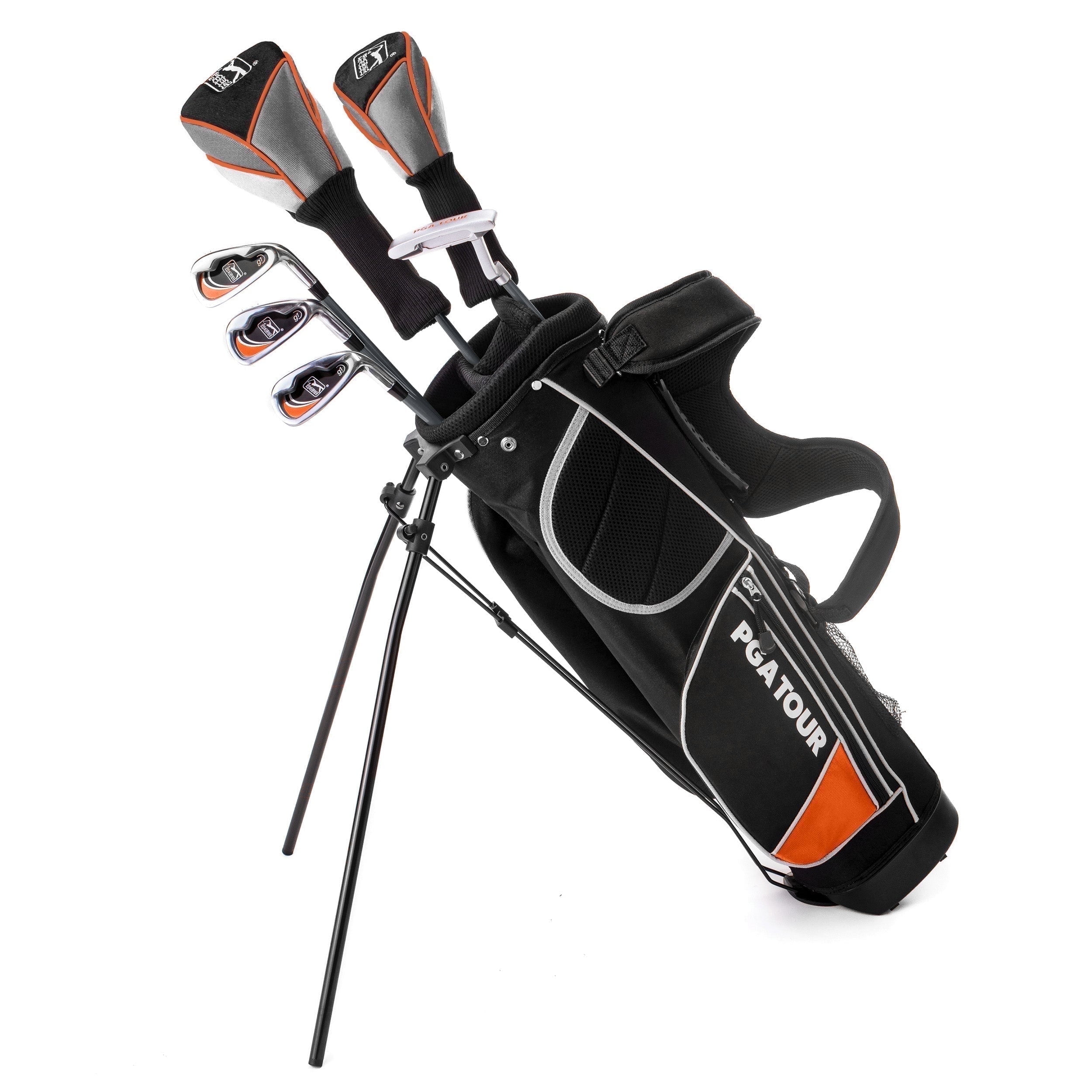 PGA Tour Right Hand 10 Piece Kids Golf Club Stand Bag Set; Player Height 5'2"+, Ages 12+