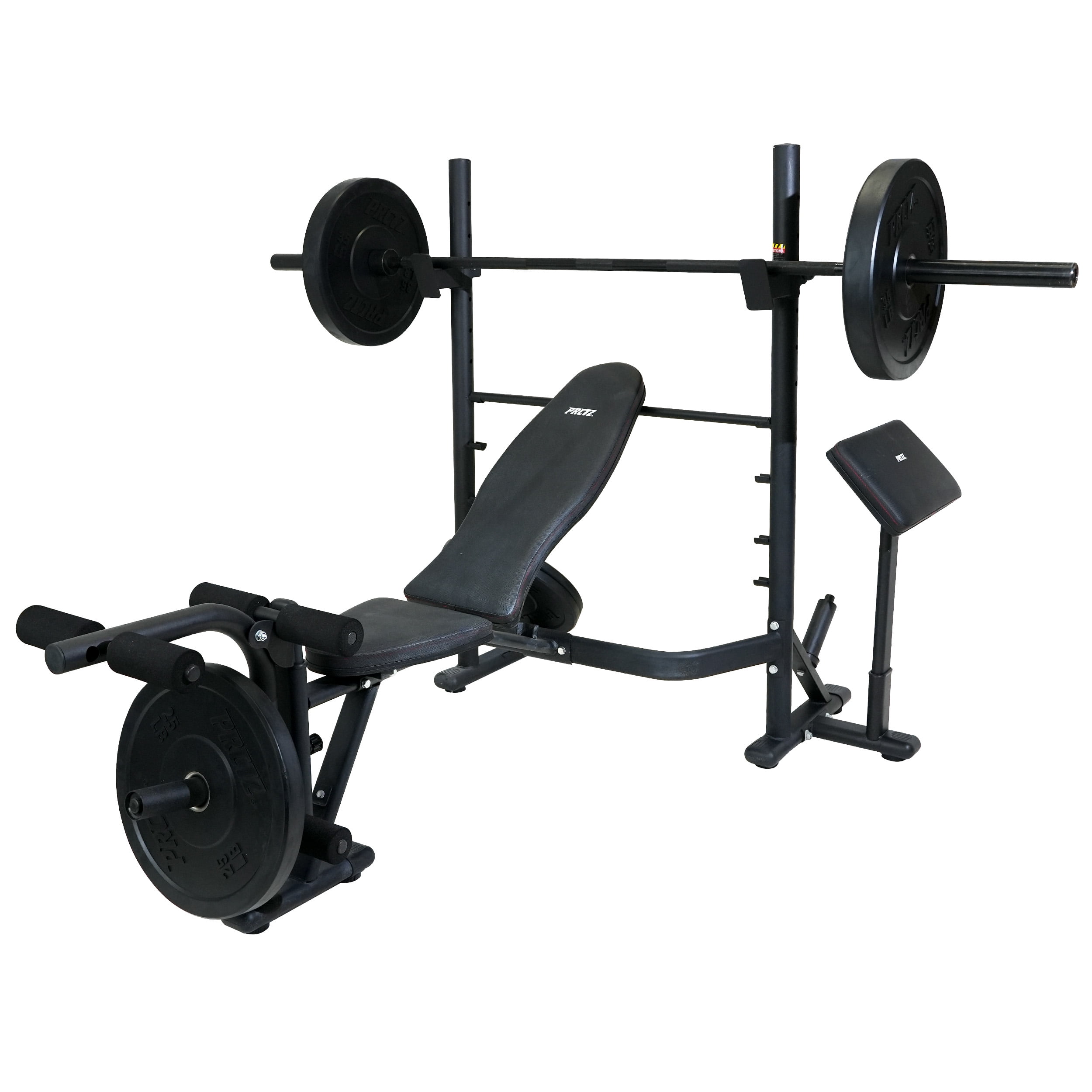 PRCTZ Adjustable Weight Bench with Olympic Squat Rack, Arm and Leg Developer with Preacher Pad, 620 lb. Weight Limit for Bench, 1000 lb. Weight Limit for Olympic Squat Rack