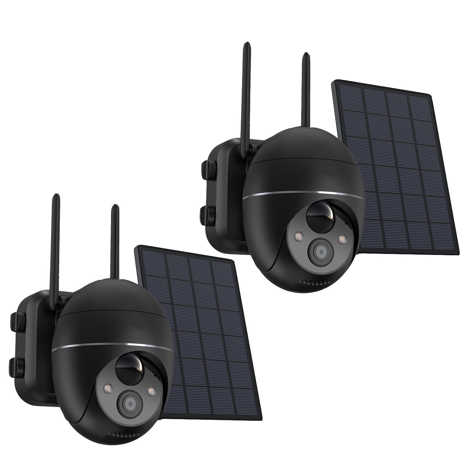 PTZ Outdoor Solar Security Camera, 2 Pack, Spotlight & Siren, 360° View, 2K/3MP Color Night Vision, WiFi Outdoor Camera for Home Security, PIR Motion Detection