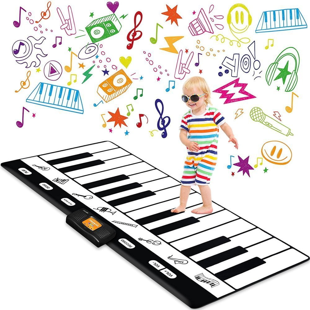 Keyboard Playmat 71" - 24 Keys Piano Play Mat - Piano Mat has Record, Playback, Demo, Play, Adjustable Vol. - Best Keyboard Piano Gift for Boys & Girls - Original - By Play22