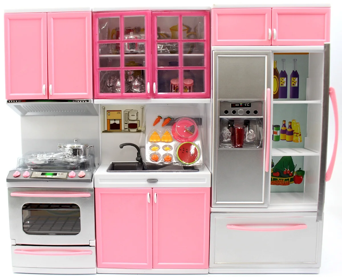 PlayWorld Kitchen Connection Battery Operated Modern Kitchen Playset - Pink