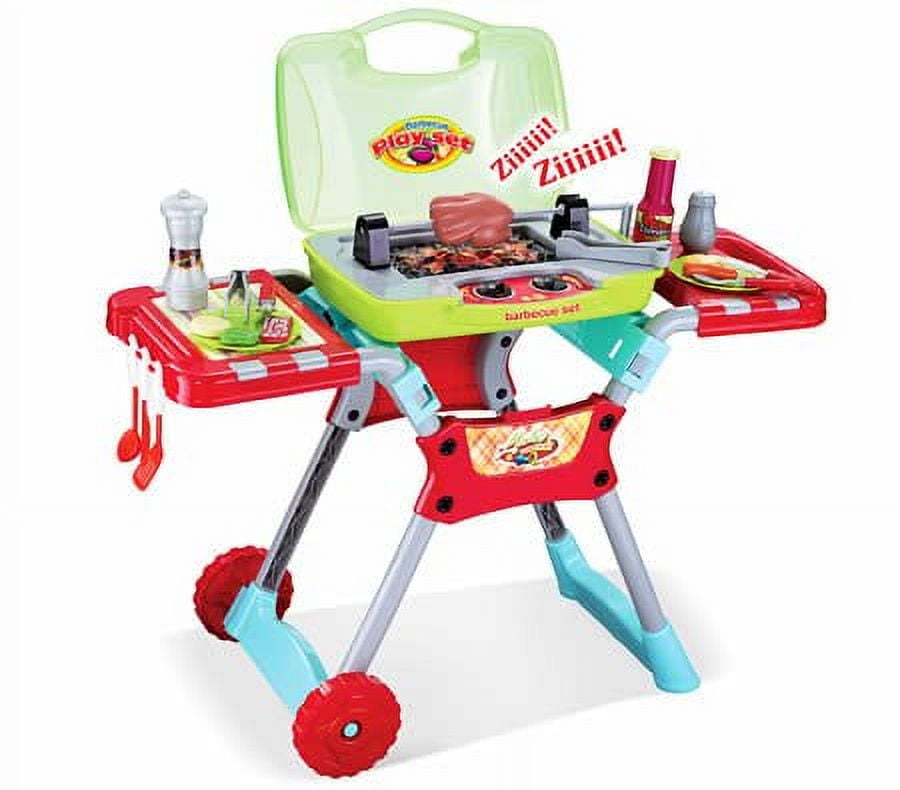 PlayWorld Kitchen Connection 29" Deluxe Kitchen BBQ Pretend Play Grill Set with Light and Sound