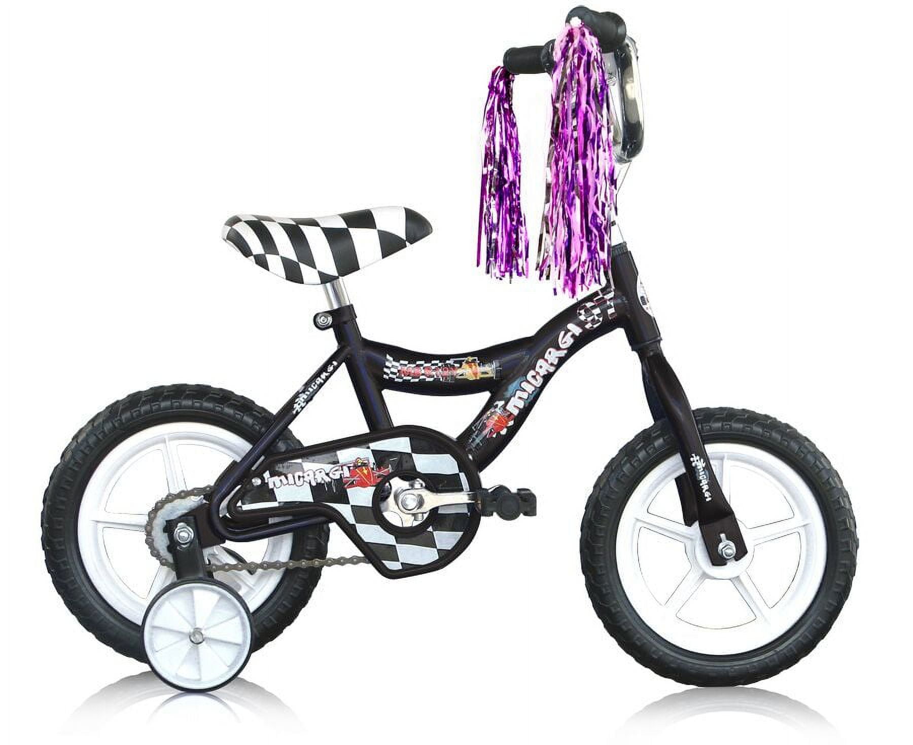 PlayWorld 12 In. Kid's Beginner Bicycle for 2-4 Years Old Boy's and Girl's with Foam Tire for Indoor Use No Brake, Black and White