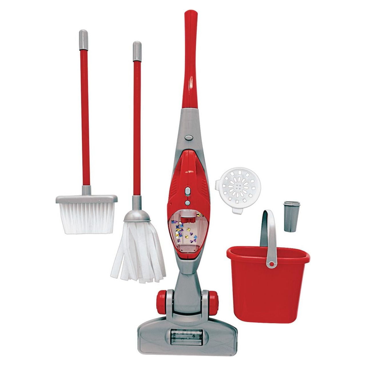 PlayGo Complete Cleaning Vacuum Combo Playset with 6 pieces in Bold Red