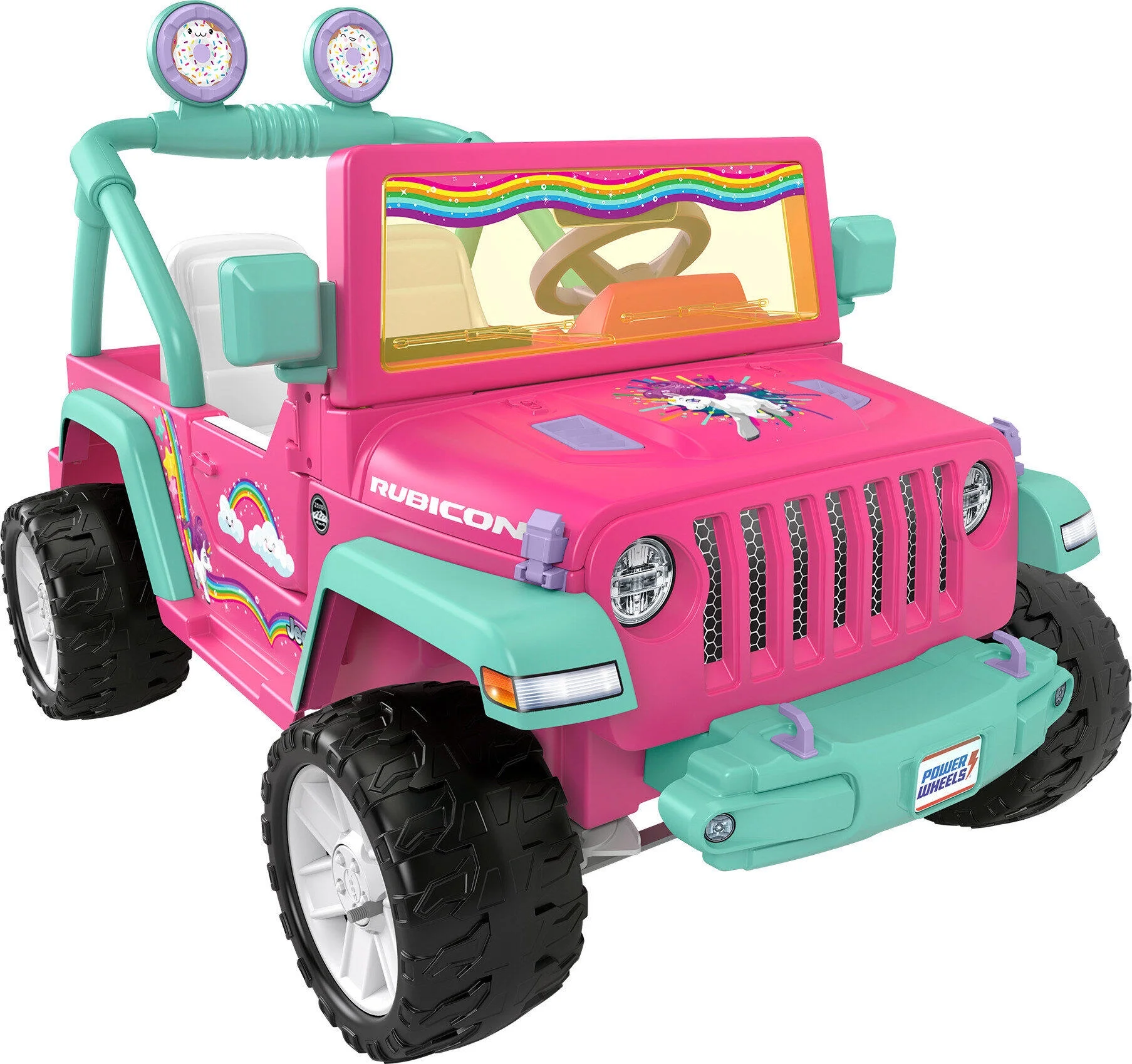 Power Wheels Rainbow Unicorn Jeep Wrangler Ride-on Toy, 12 V, Max Speed: 5 mph