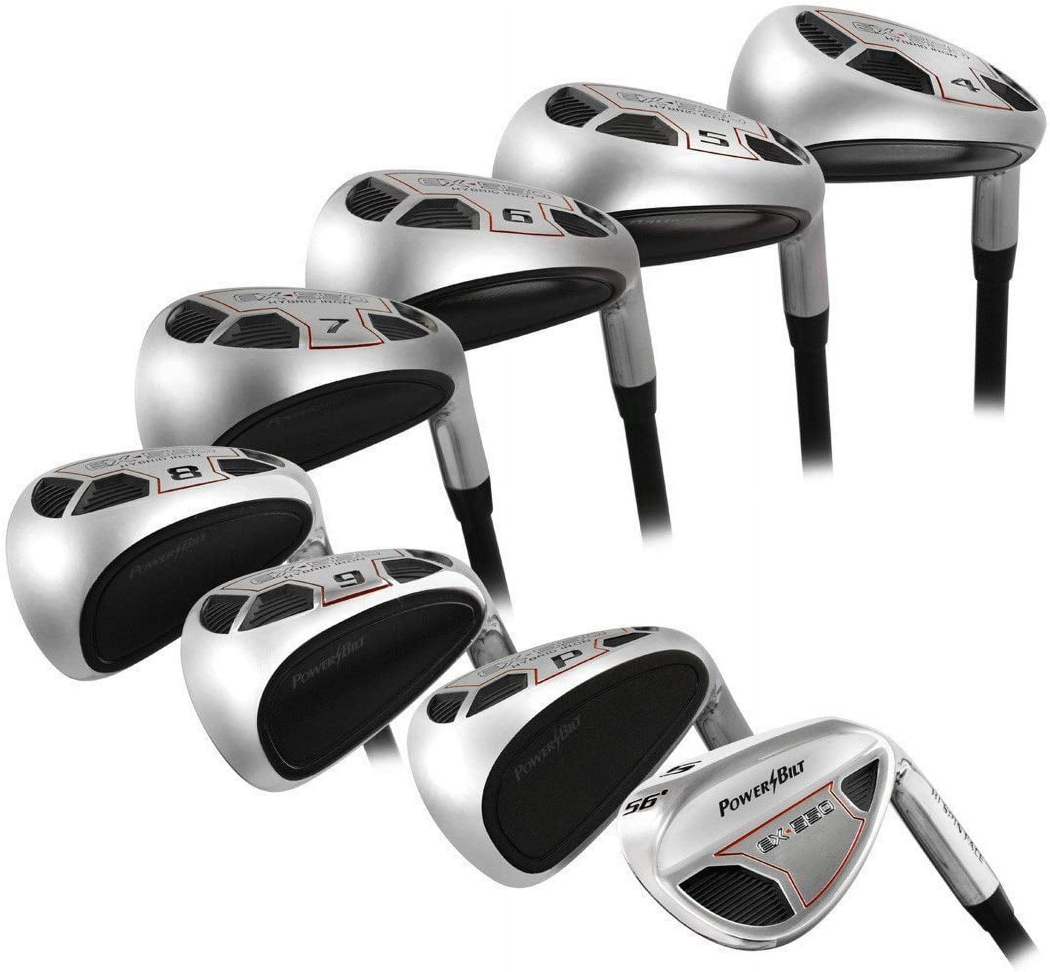 Powerbilt Men’s Golf EX-550 Hybrid Iron Set, which Includes: #4, 5, 6, 7, 8, 9, PW +SW Senior Flex Right Handed Utility “A” Flex Club