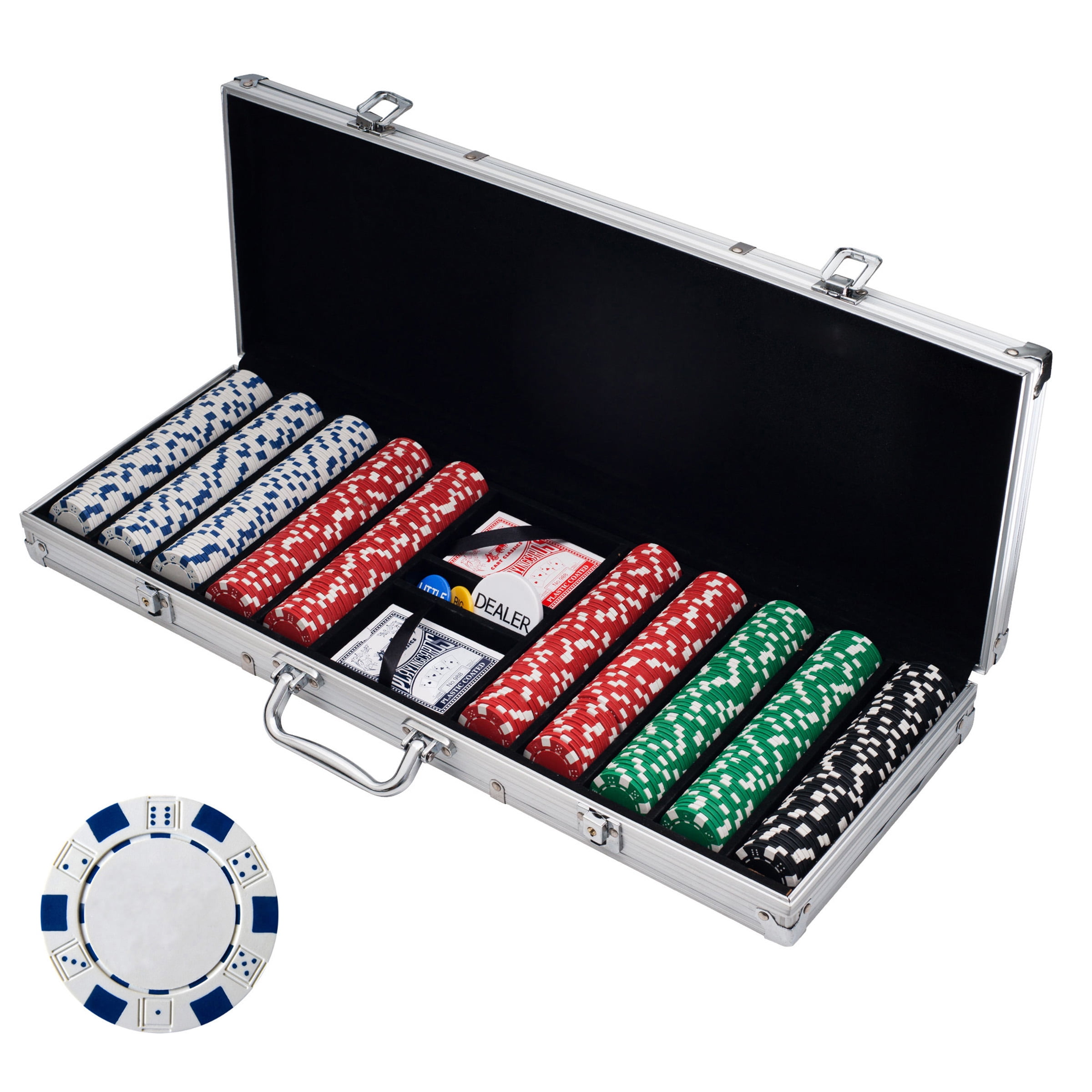 Trademark Poker Set with Cards, Buttons, Carrying Case, and 500 Poker Chips