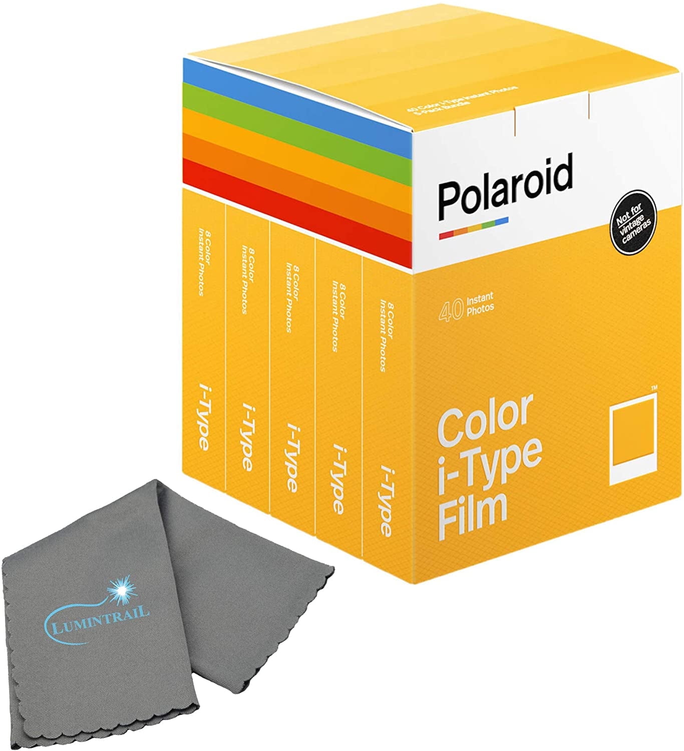Polaroid Instant Color Film for i-Type Cameras 40x Film Pack (40 Photos) Bundle with a Lumintrail Cleaning Cloth
