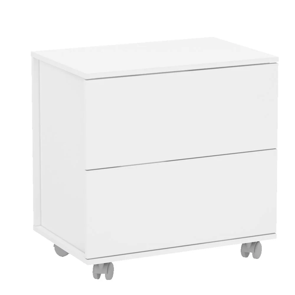 Polifurniture Damasco 2 Drawer Mobile Storage Cabinet in White