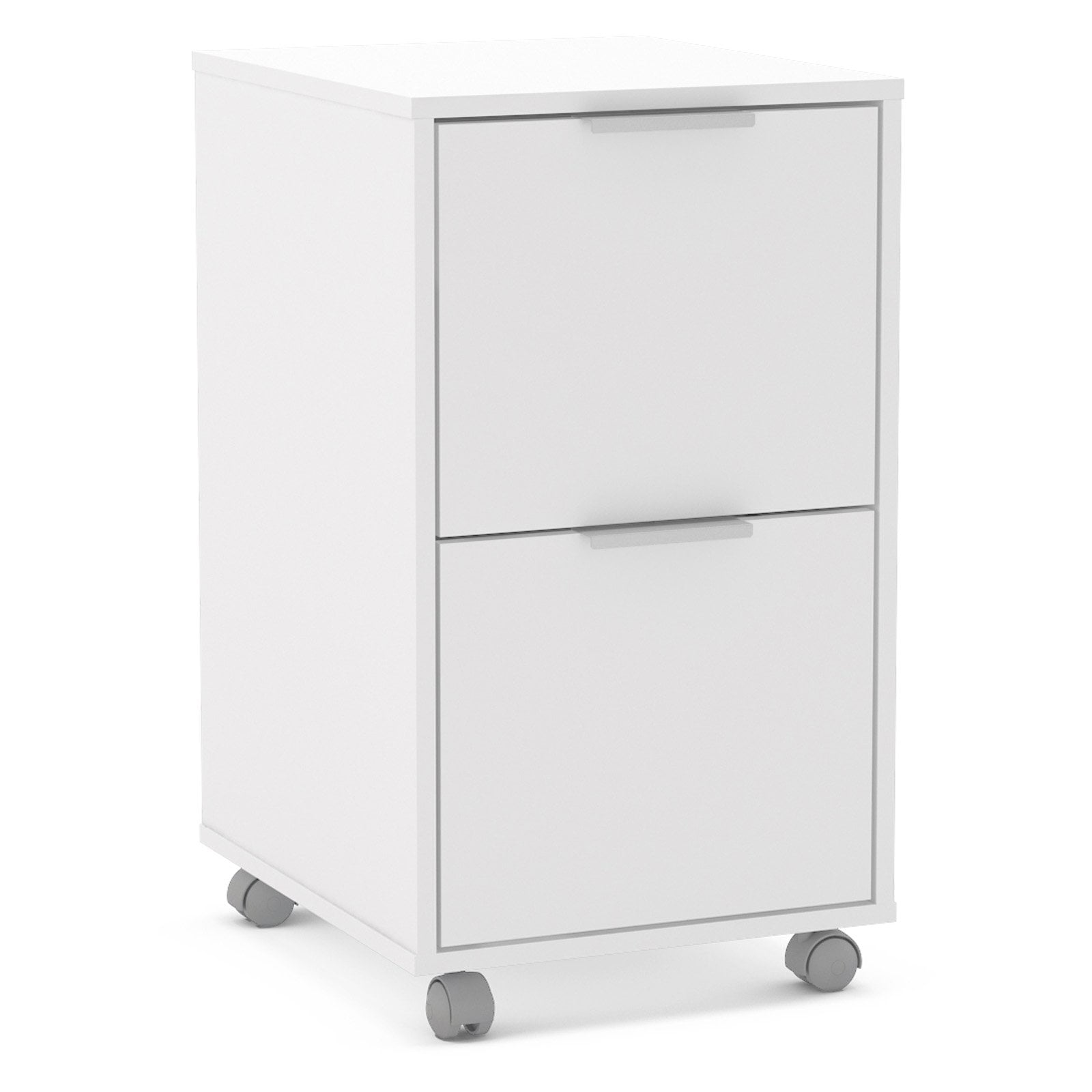 Polifurniture Durban Two Drawer Mobile Wood File Cabinet, White