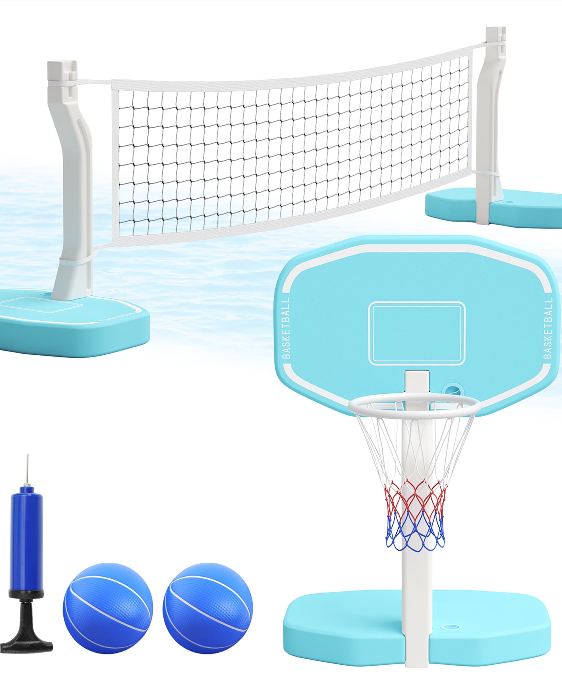 Pool Basketball Hoop for Home Game,Neche with 2 Balls & Pump Water Balls Toy Games Set for Outdoor Party,Green