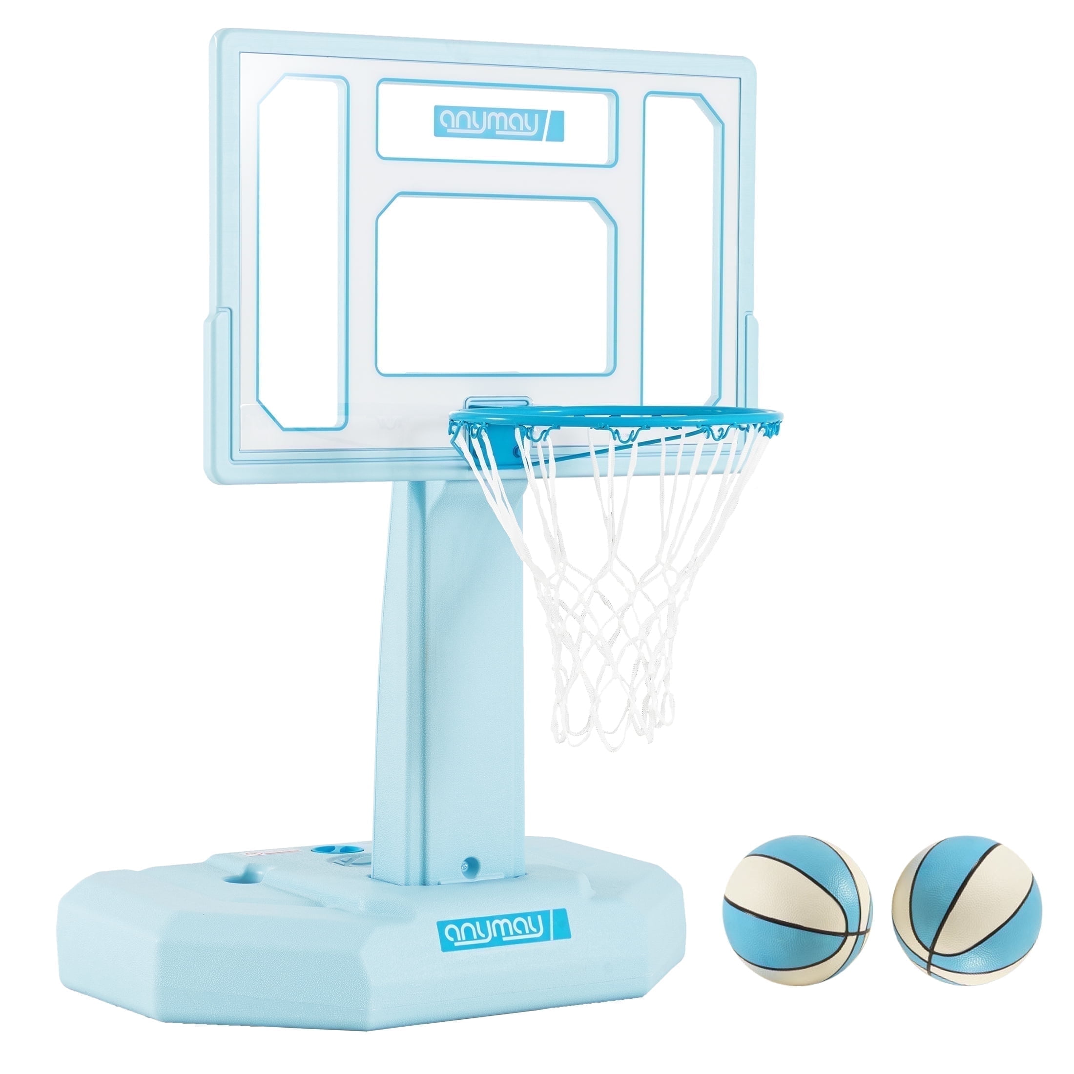 Pool Basketball Hoop,Portable Basketball Hoop Outdoor/Indoor with 32inch Backboard,18inch Stainless Steel Rim Basketball Hoop with 2 Balls for Poolside