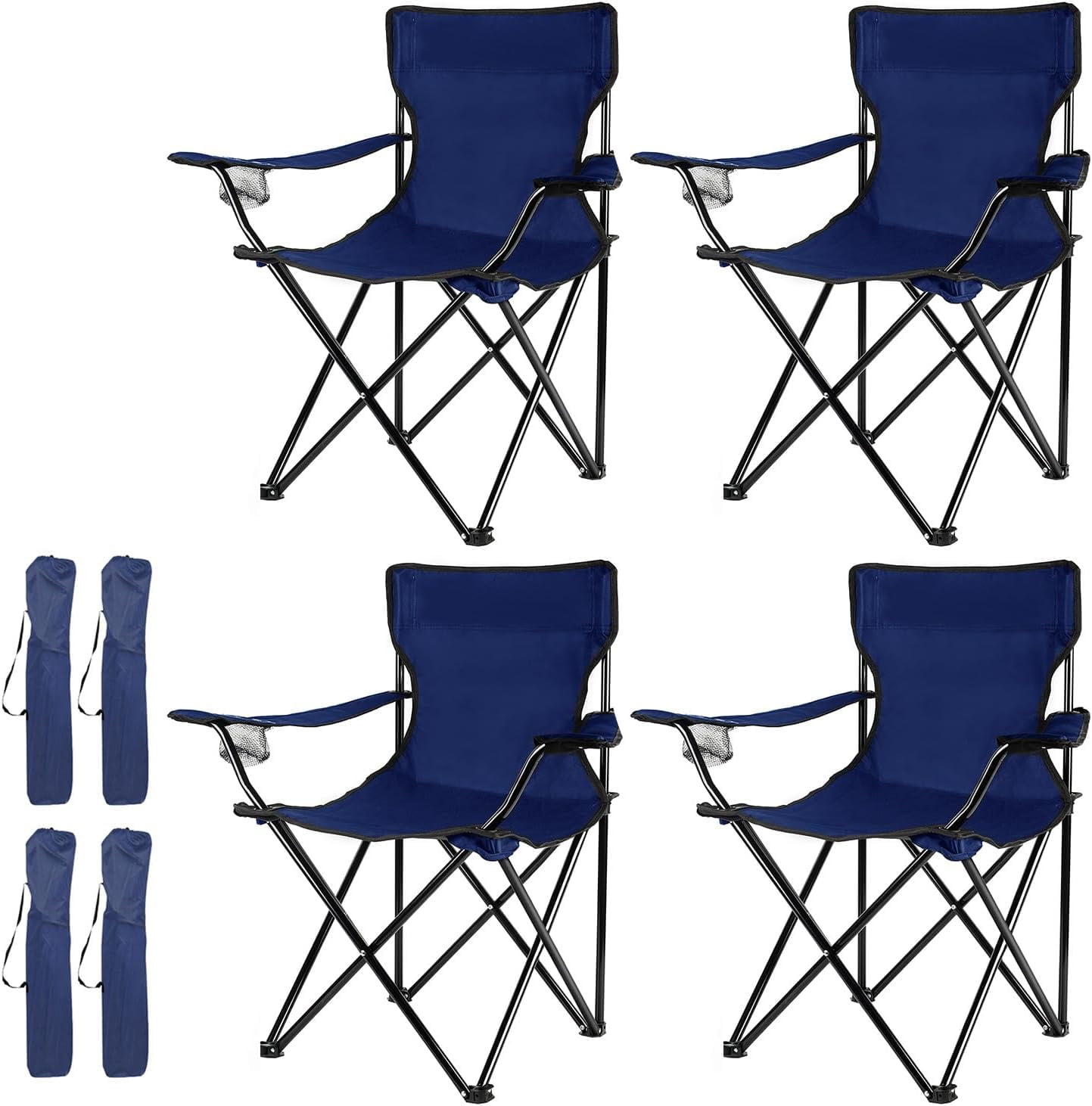 Portable Camping Chairs Enjoy The Outdoors with a Versatile Folding Chair, Sports Chair, Outdoor Chair & Lawn Chair, Navy Blue 4-Pack