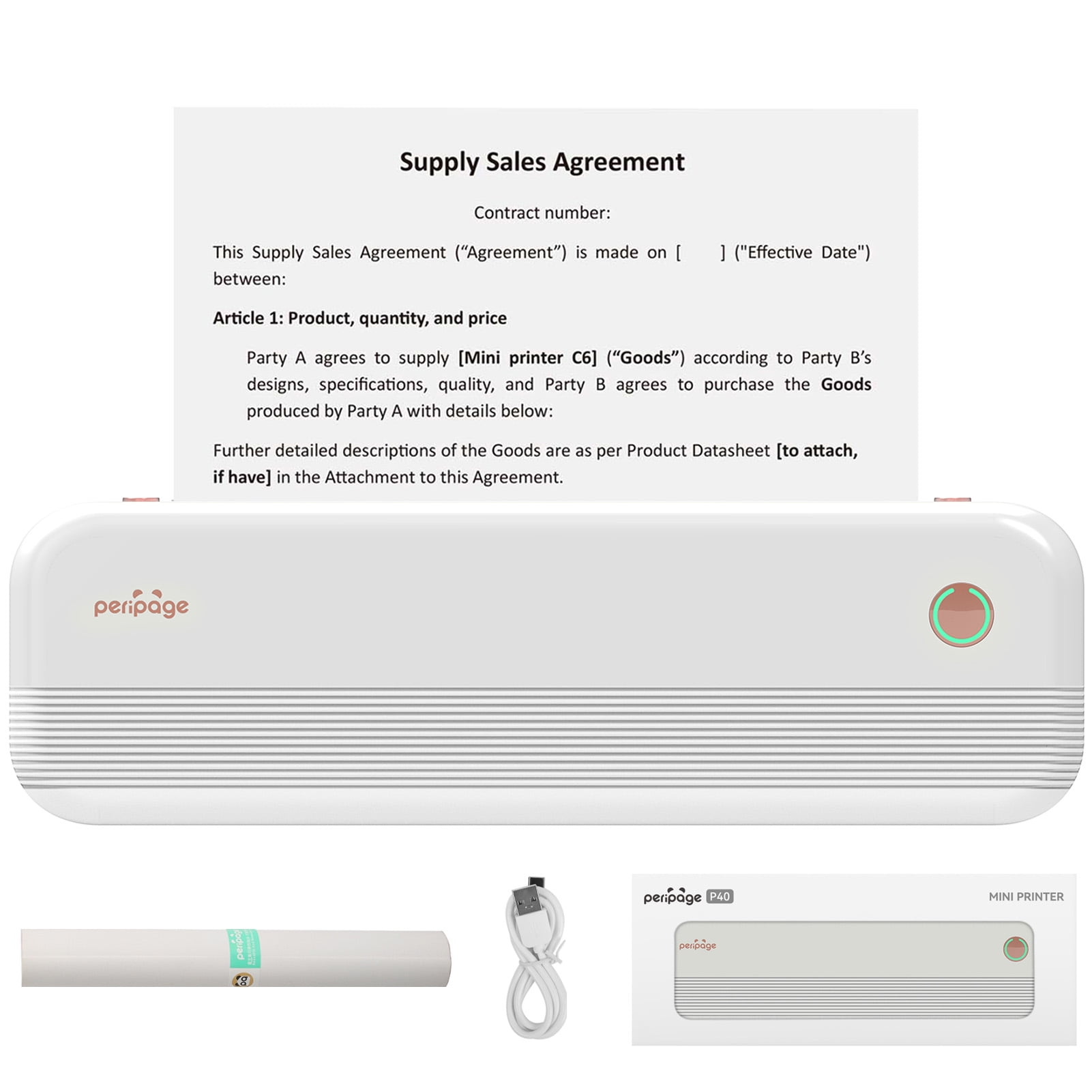 Portable Printer Wireless for Travel, Thermal Printer Support 8.5"" X 11"" US Letter, Mobile Inkless Printer Compatible with iOS, Android and Laptop for Office, Home, School