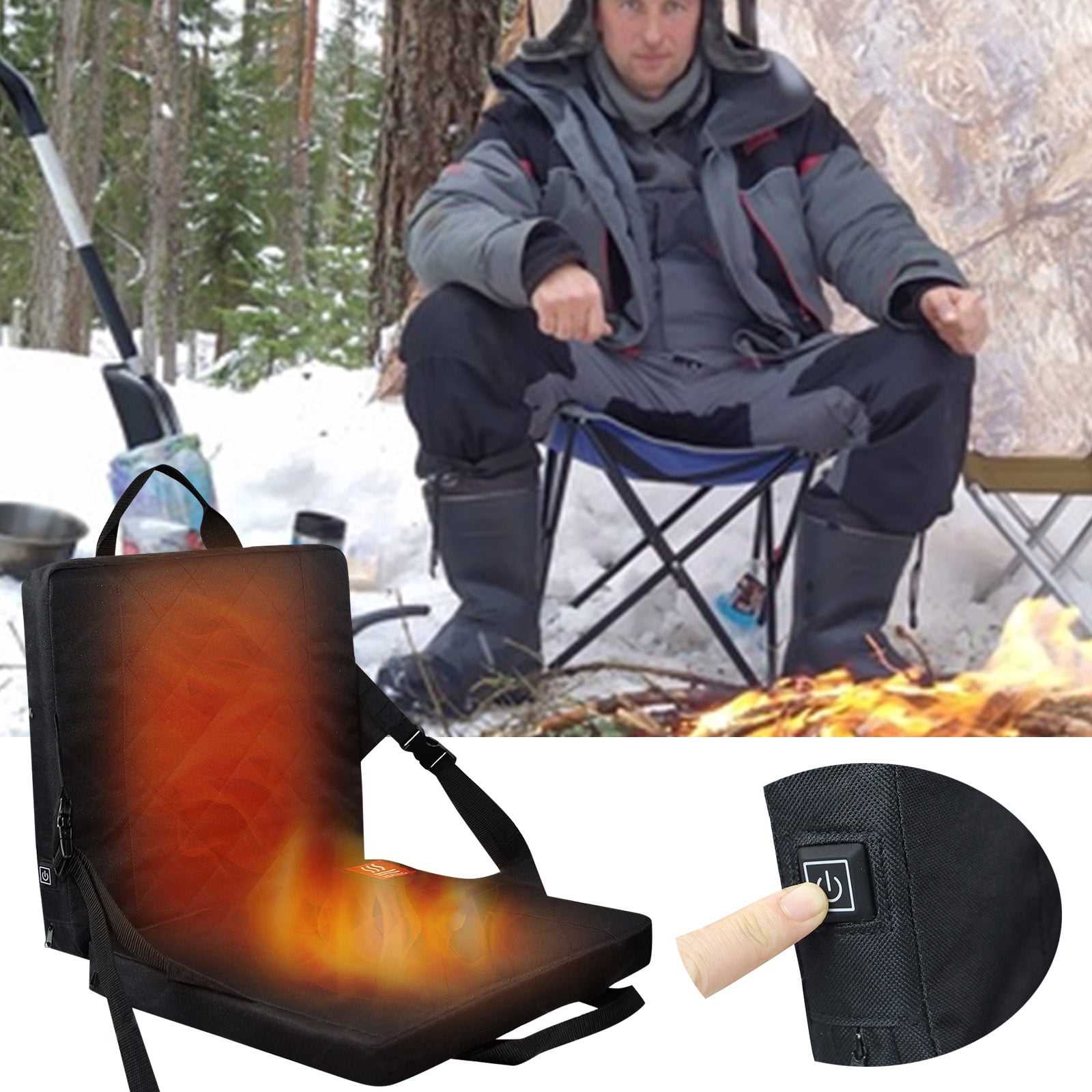 Portable Stadium Seat Heated Seat Cushion Extra Wide Heated Stadium Seat Upgrade 3 Level Heated Foldable Chairs For Bench Bleachers (Mobile Power Not Included)