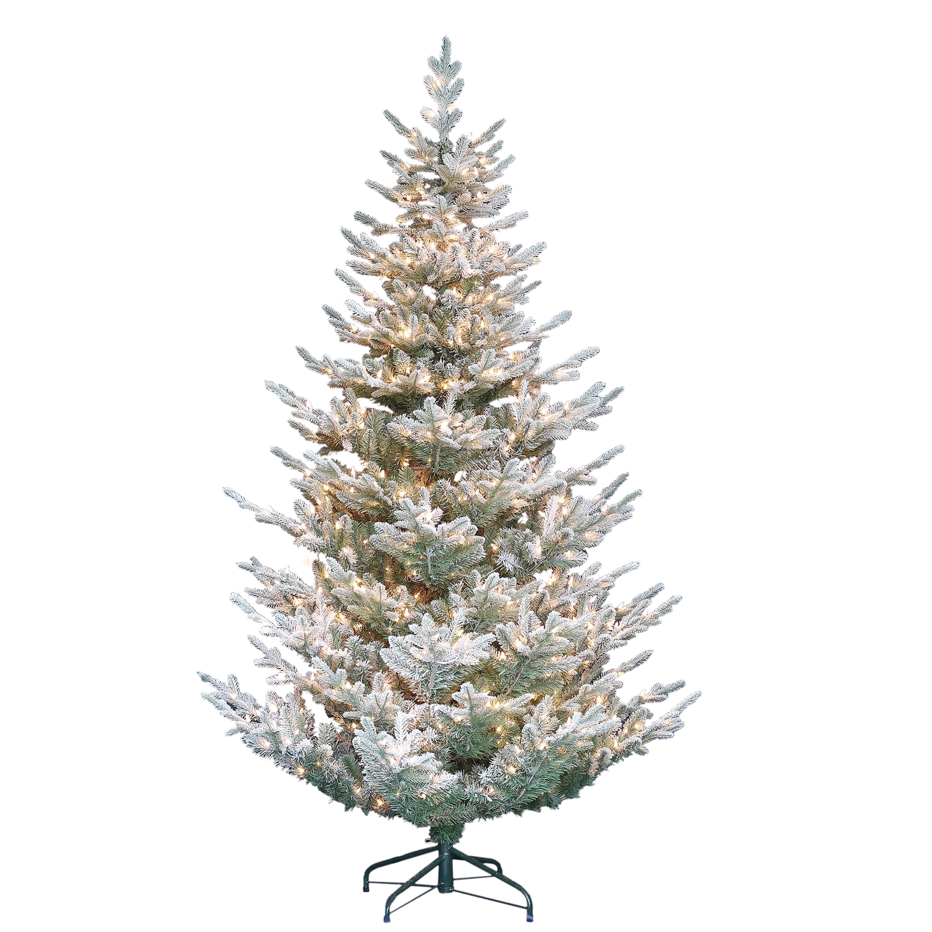 Pre-Lit 7.5' Flocked Hillside Spruce Artificial Christmas Tree with 450 Lights, Green
