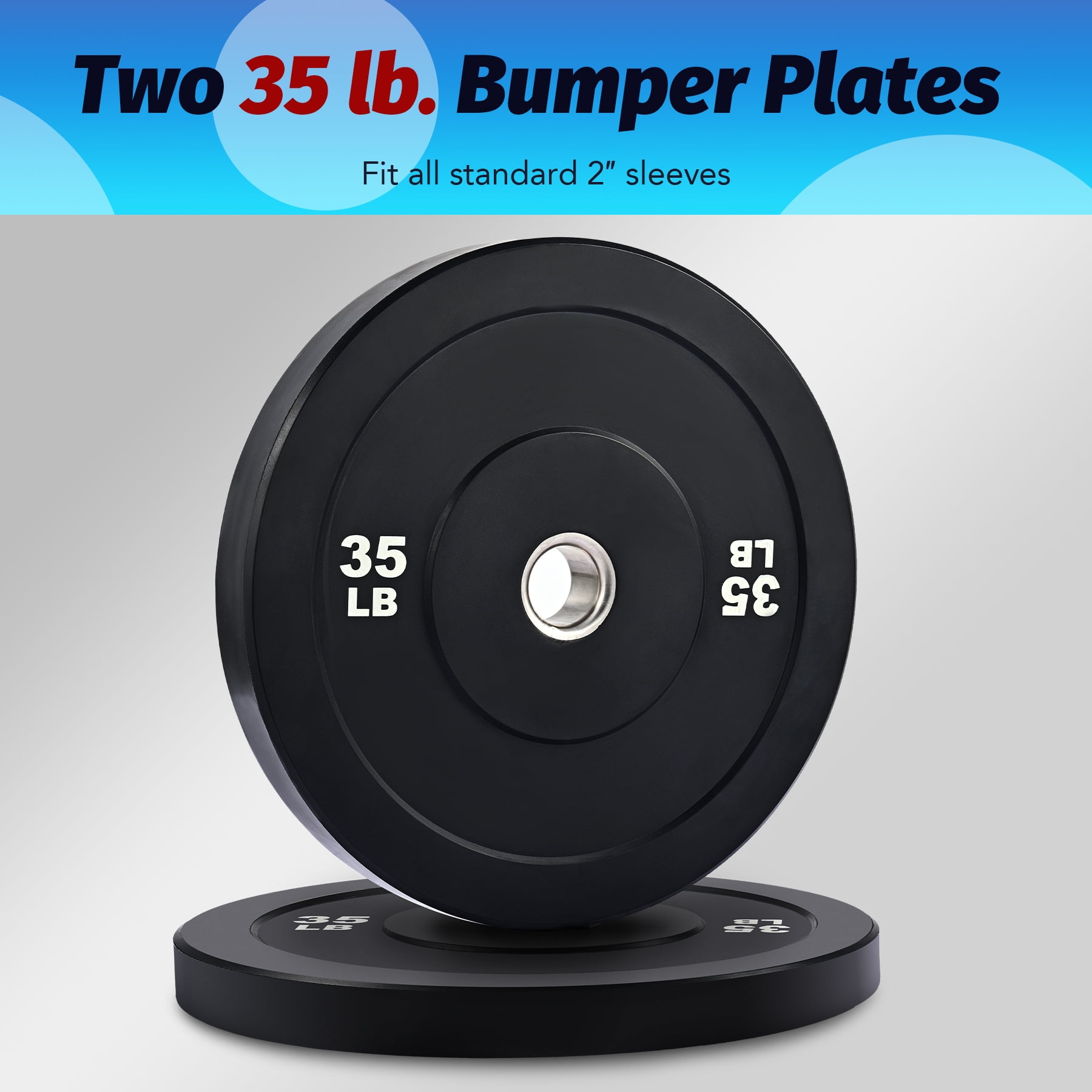 Preenex 35lb Weight Plates 2" Olympic Bumper Plates for Pro School Home Gyms Set of 2