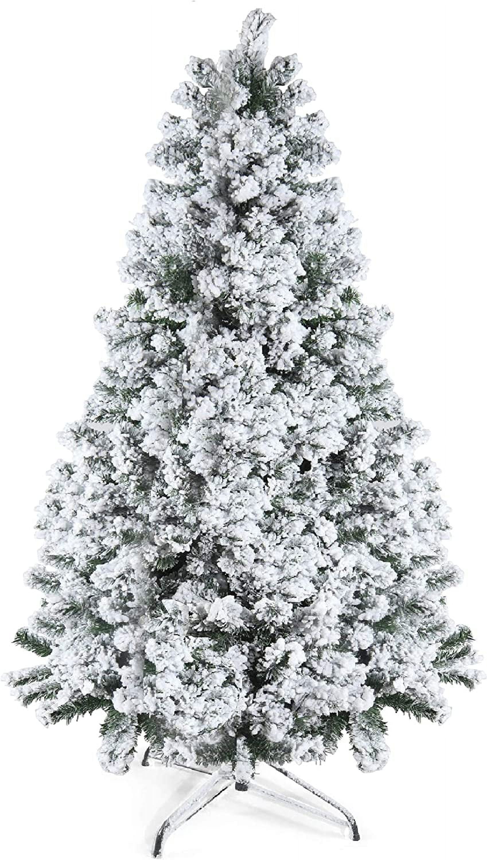 Prextex 6ft Snow Flocked Christmas Tree - Premium Christmas Tree with Metal Stand & 1200 Tips