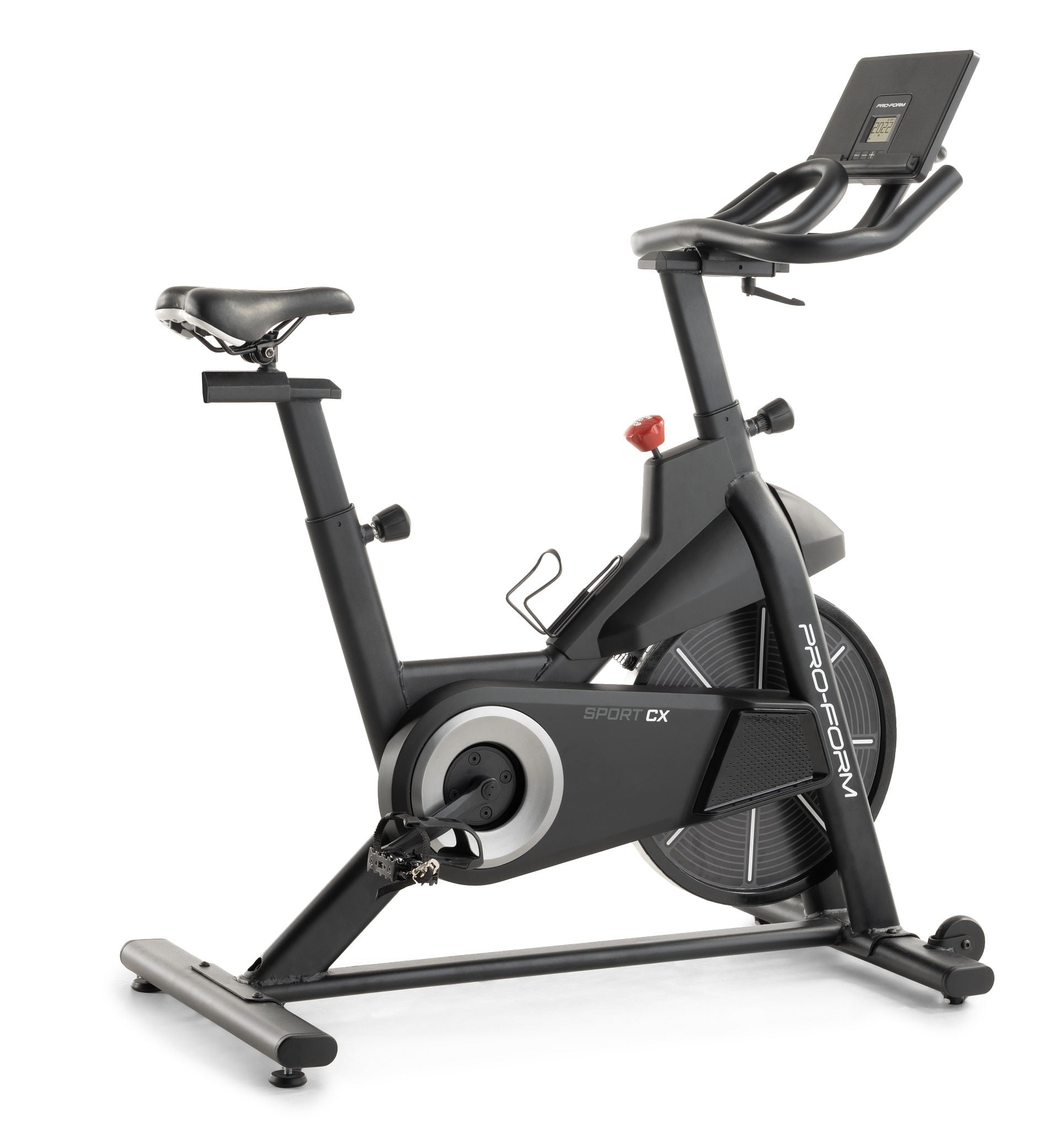ProForm Sport CX; Indoor Exercise Bike with Large LCD Display and Built-In Tablet Holder; Set of Dumbbells Included