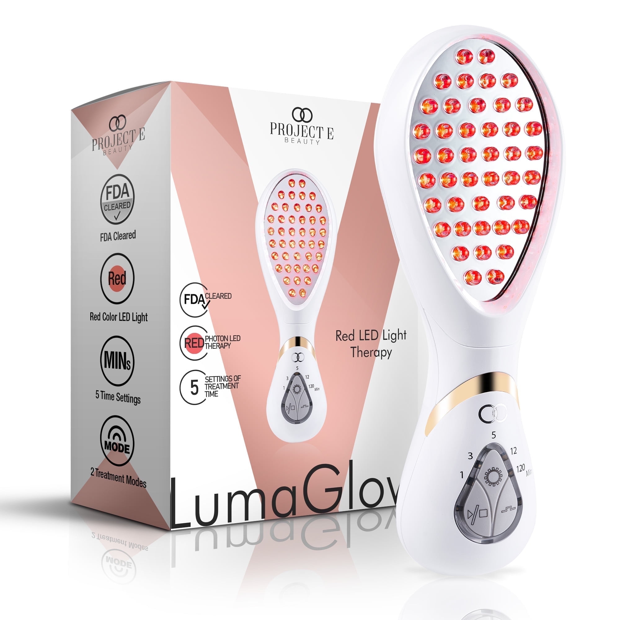 Project E Beauty LumaGlow Red | Anti-Aging LED Light Therapy Wand | Face Massage for Wrinkles
