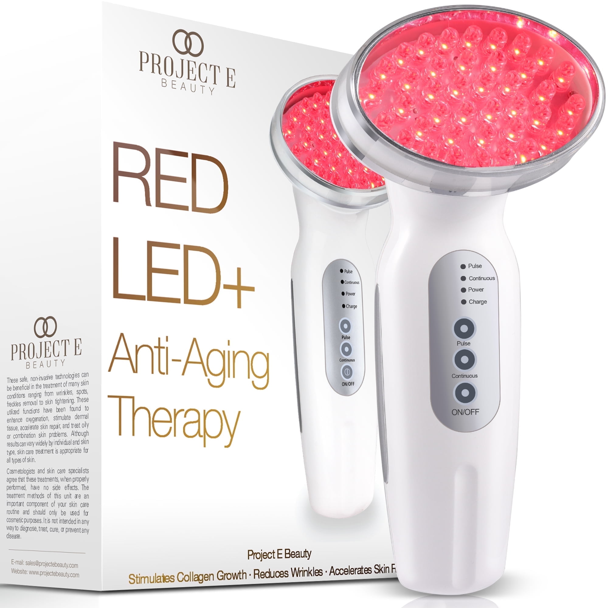 Project E Beauty RED LED+ | Anti-Aging Therapy Wand | Reduce Fine Lines & Wrinkles | Collagen Boost