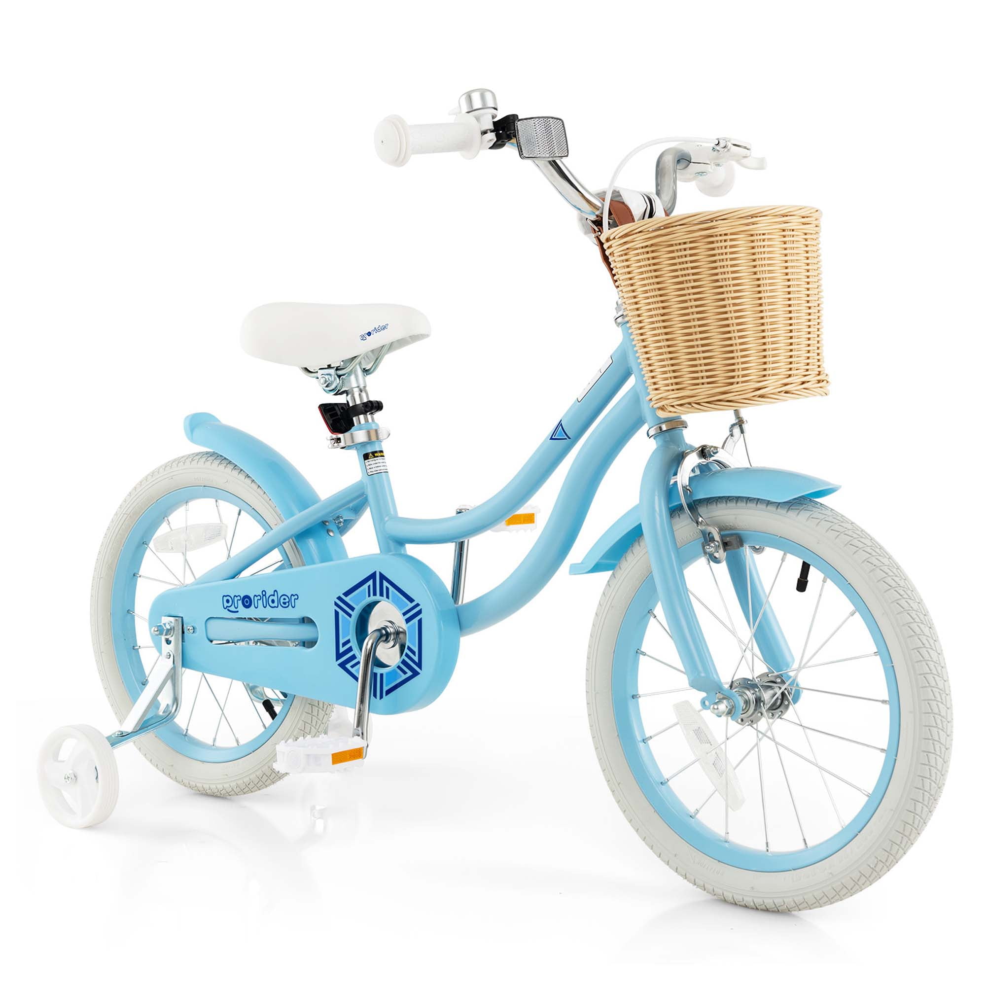Prorider 16" Kid’s Bike with Training Wheels Adjustable Handlebar Seat Handbrake Blue