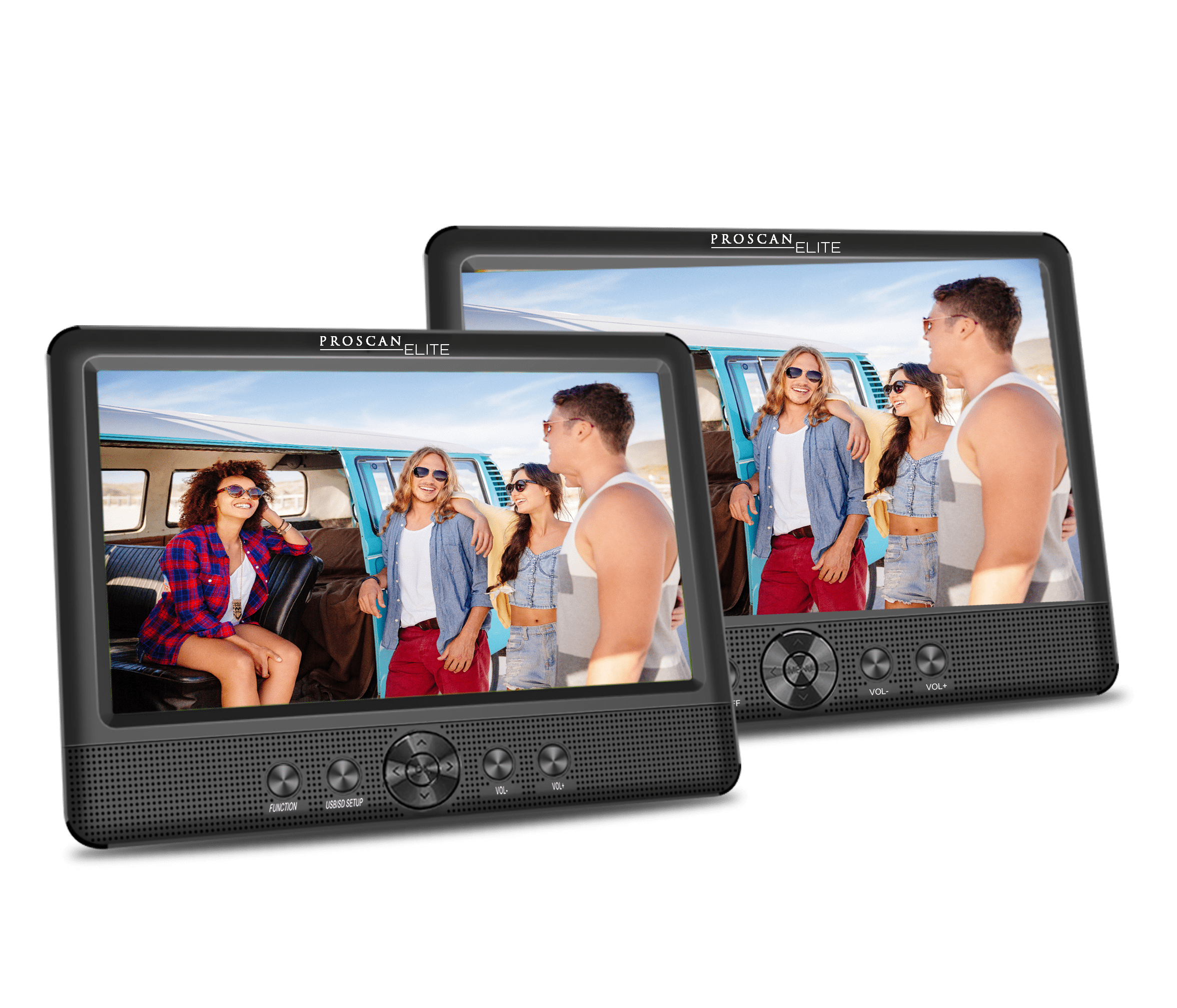 Proscan Elite, 10.1" Dual Screen Portable DVD Media Player, PEDVD1082, Black