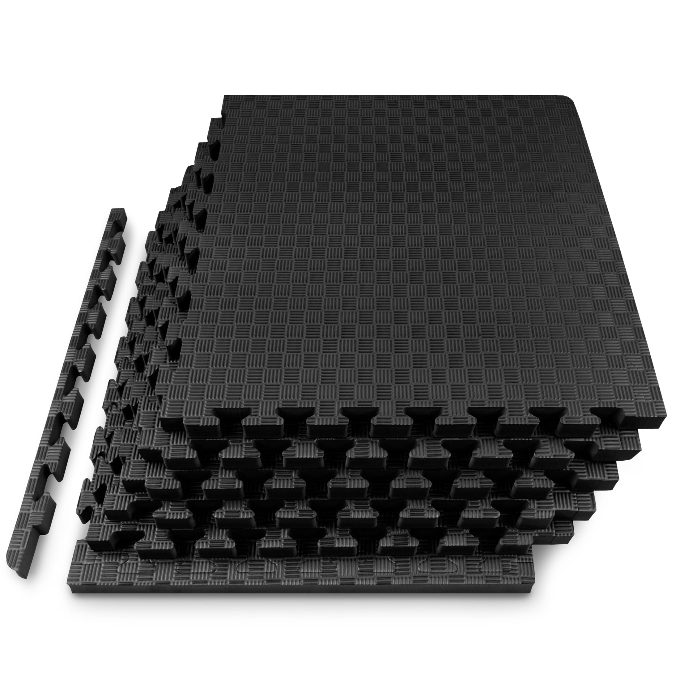ProsourceFit Exercise Puzzle Mat ½ or 1-in with Non-Slip Traction on Checkered Surface