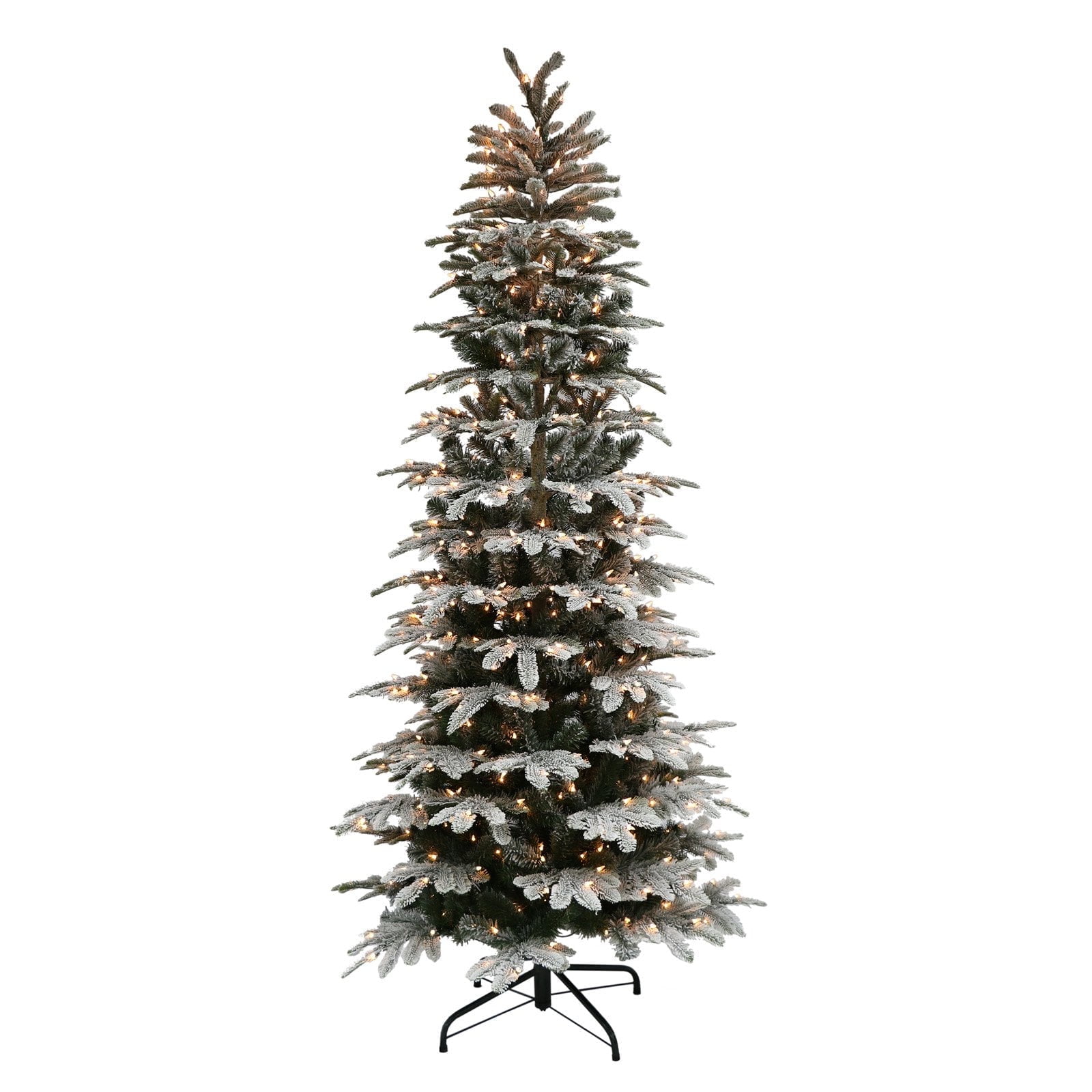 Puleo International Aspen Fir Flocked Slim Pre-Lit Artificial Christmas Tree