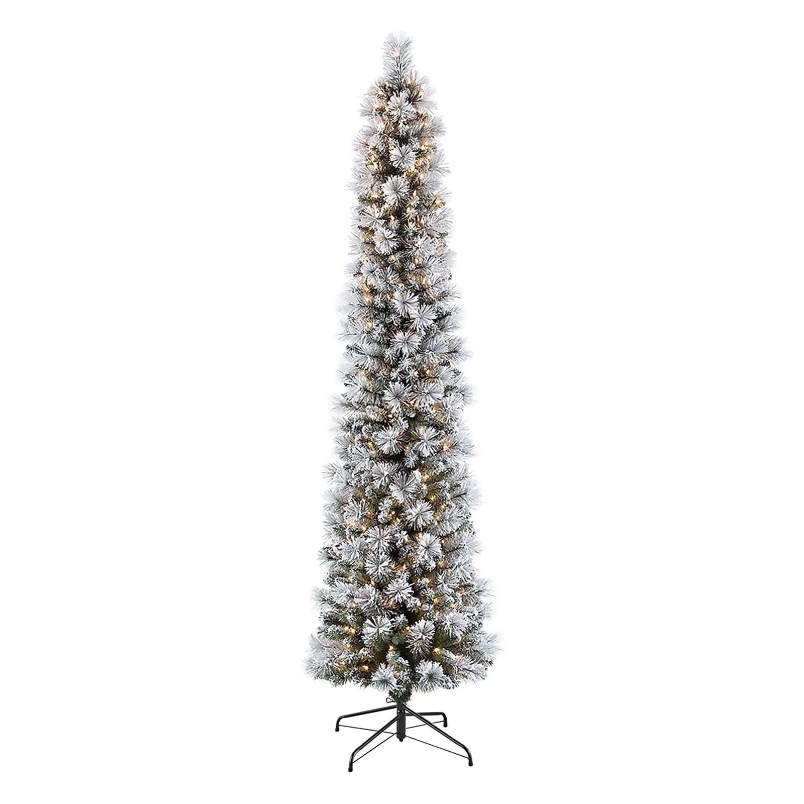 Puleo International Portland Pine Pencil Pre-Lit Flocked Artificial Christmas Tree
