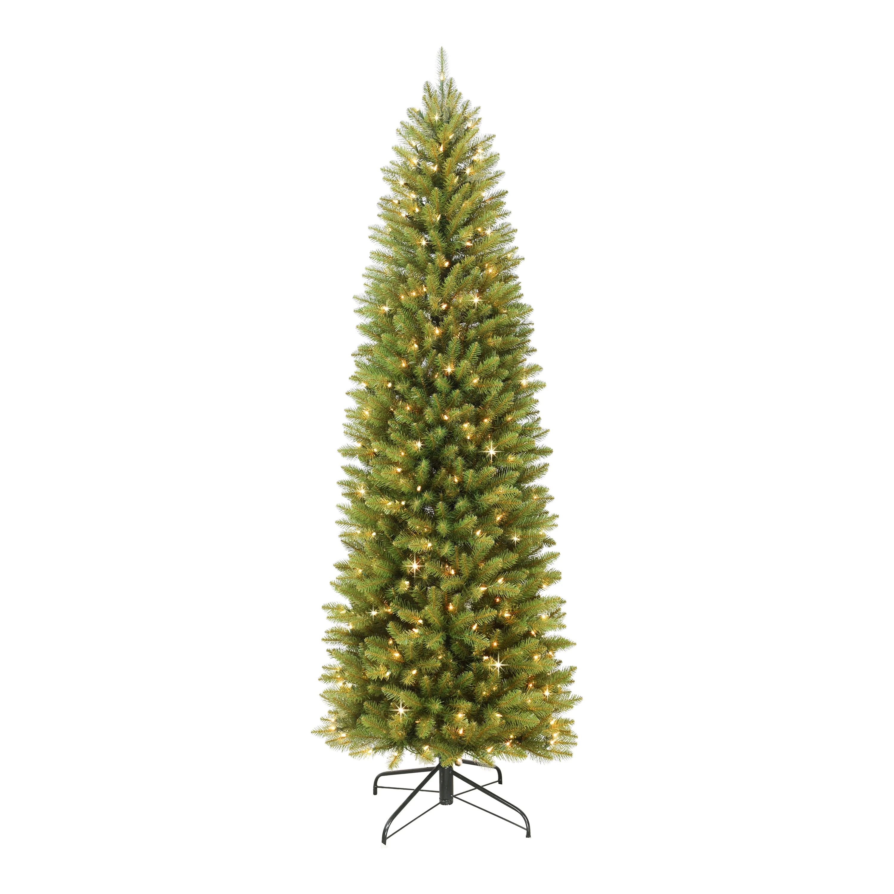 Puleo International 10 ft Pre-Lit Pencil Fraser Fir Pencil Artificial Christmas Tree with 650 UL-Listed Clear Lights