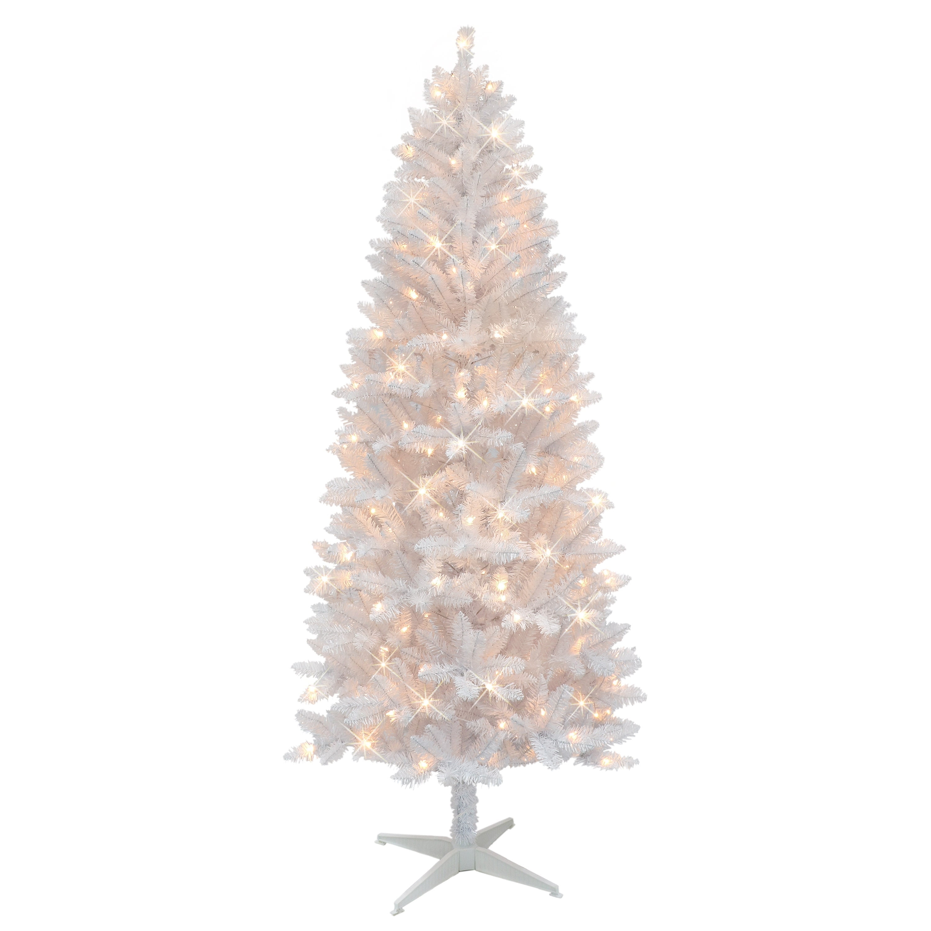 Puleo International 7 ft. Pre-Lit White Carson Artificial Pine Tree