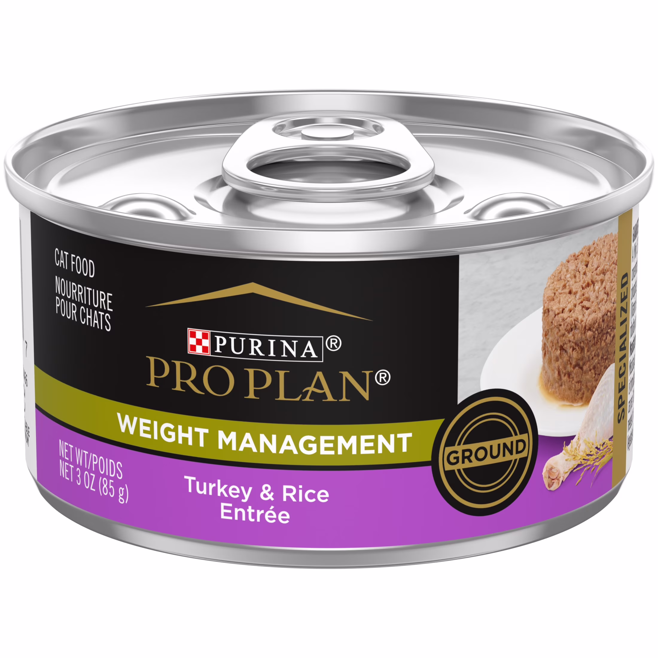 Purina Pro Plan Weight Management, Turkey Rice, Wet Cat Food 3 oz Cans, 24 Pack