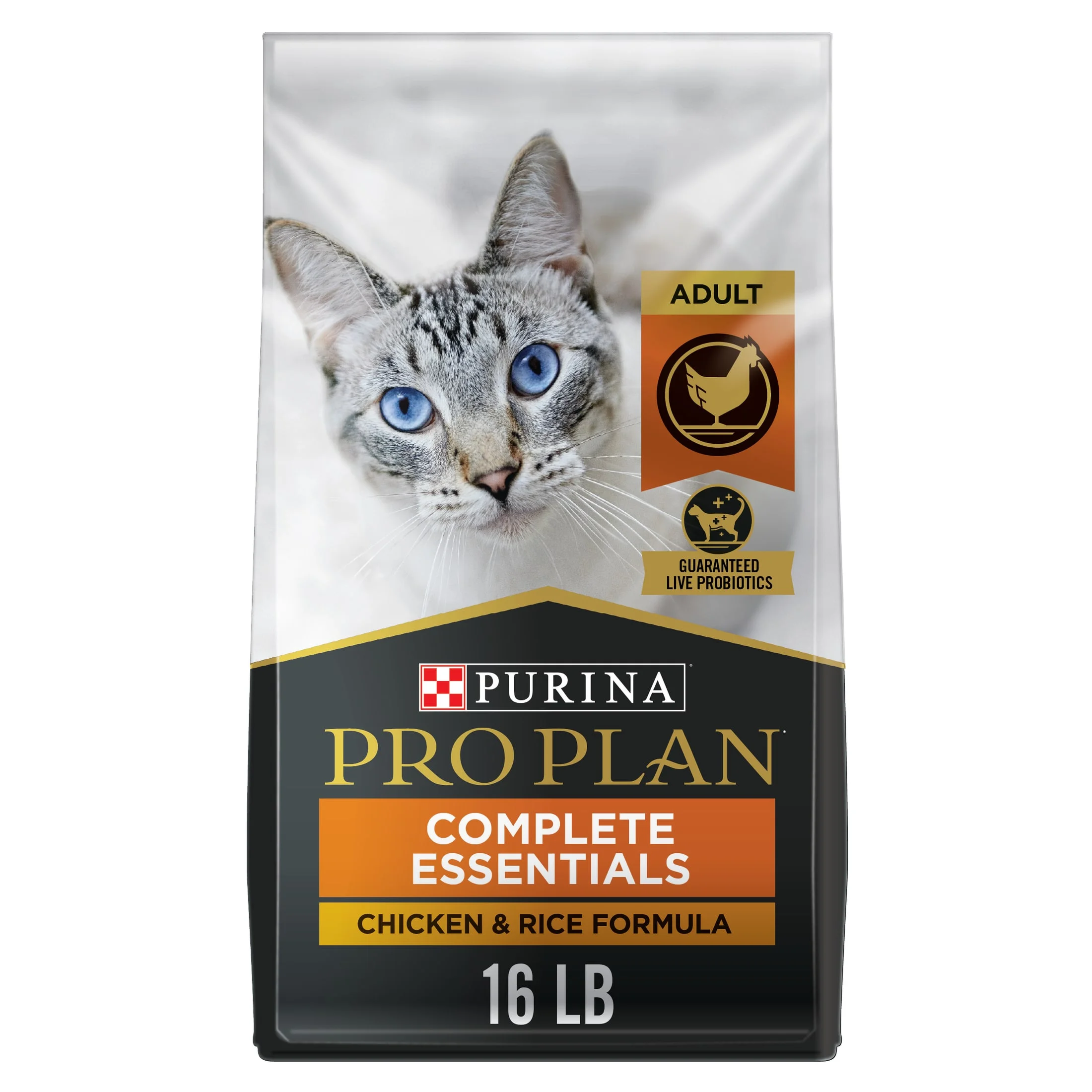 Purina Pro Plan Complete Essentials Dry Cat Food, Chicken & Rice, 16 lb Bag