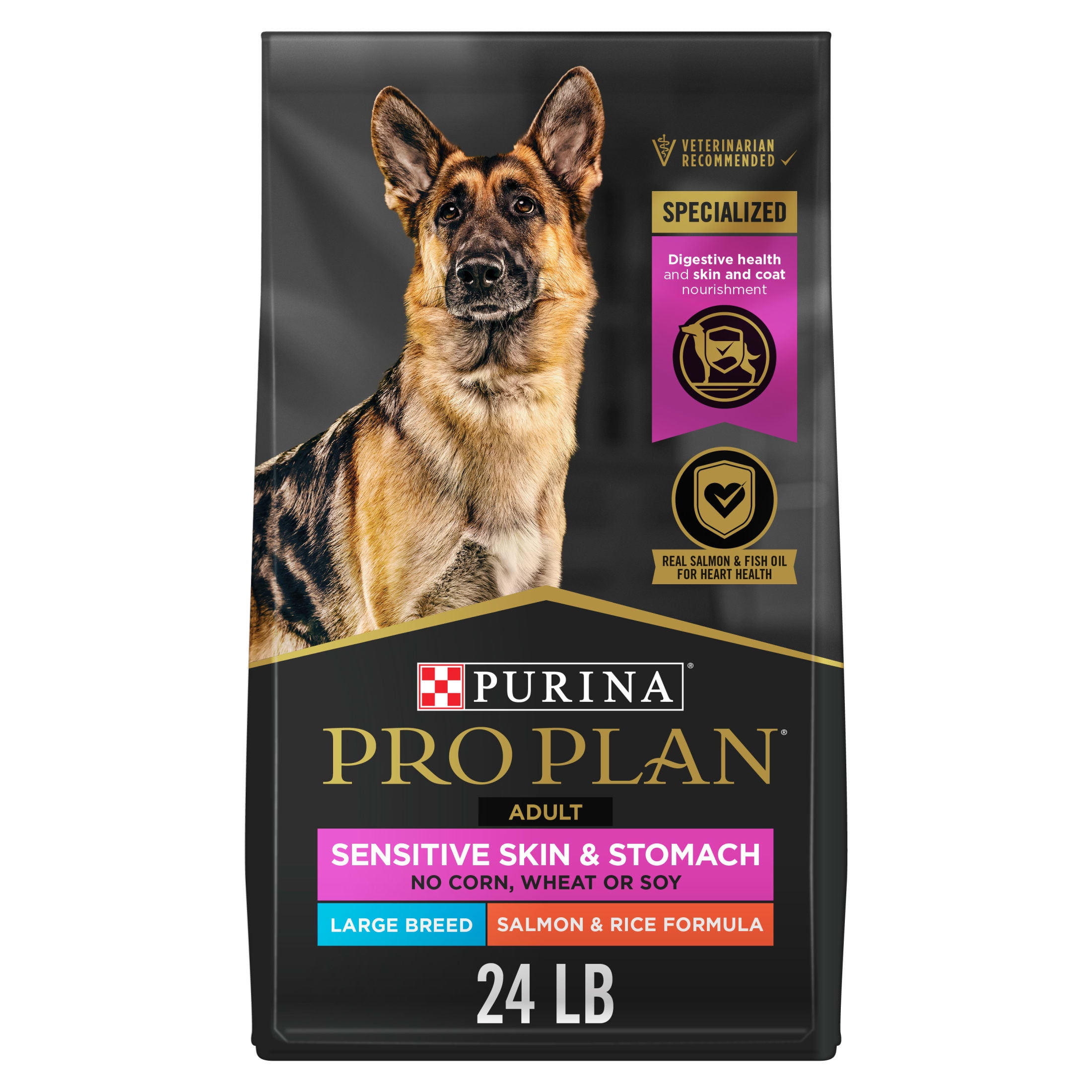 Purina Pro Plan Sensitive Skin and Sensitive Stomach Dog Food Large Breed Salmon and Rice Formula, 24 lb. Bag