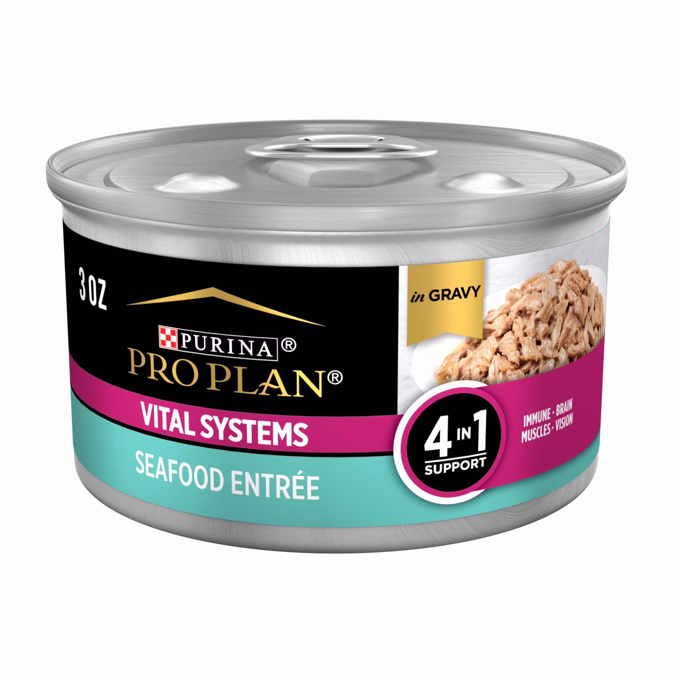Purina Pro Plan Vital Systems, Seafood Entree, Wet Cat Food, 3 oz Cans, 24 Pack