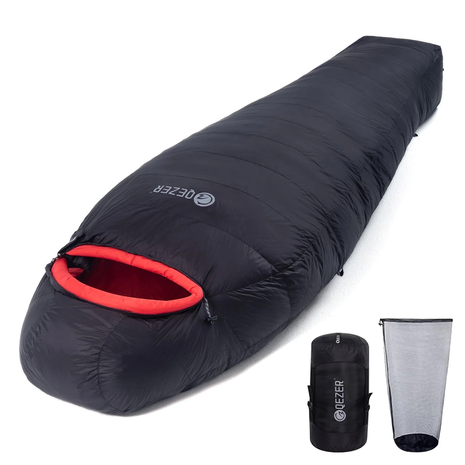 QEZER Cold Weather Sleeping Bag, XL Down Sleeping Bag Below 0 Degree For Outdoor, Camping, Mountaineering