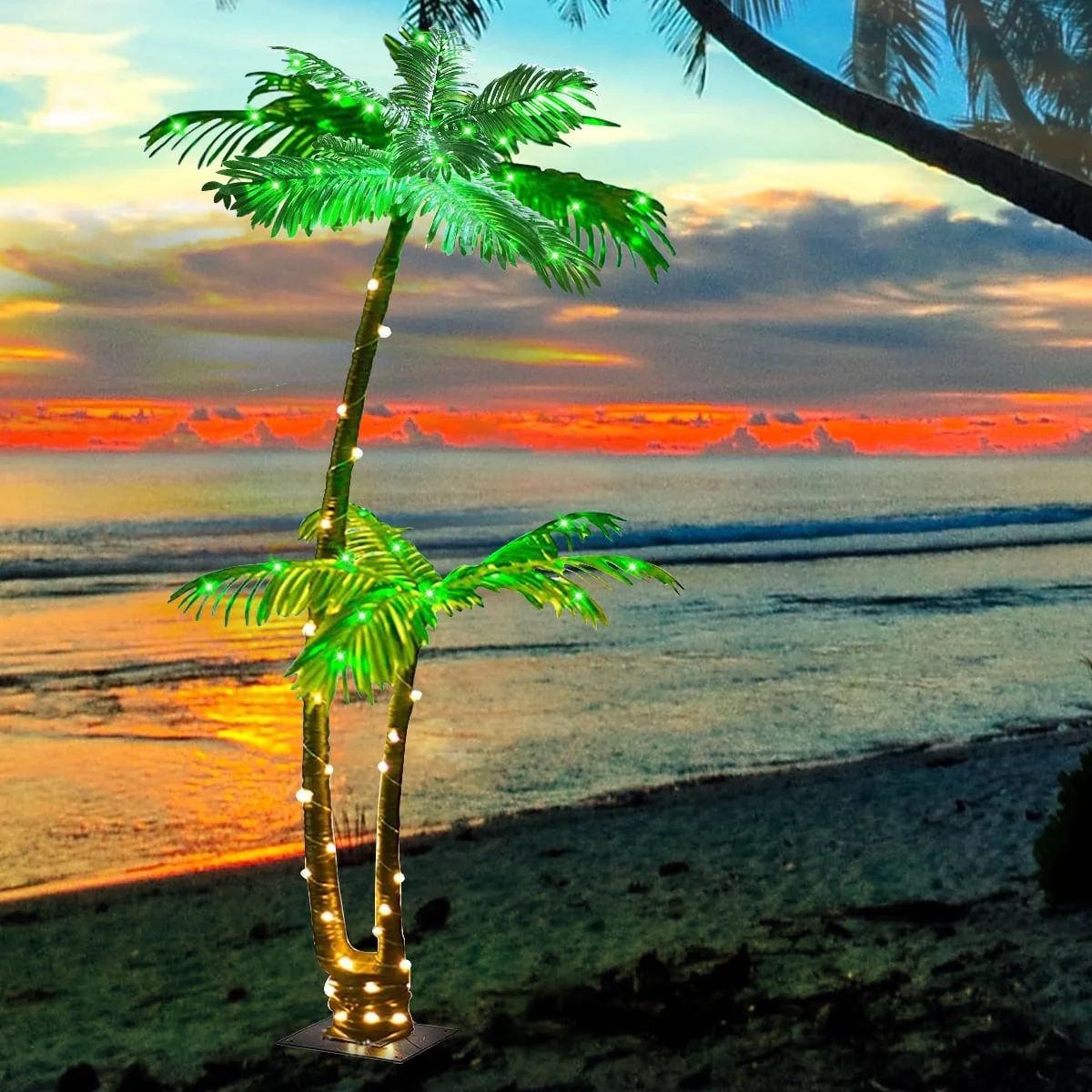 Qishi Warm white Lighted Palm Tree with Remote (6.9 feet/202 LED)