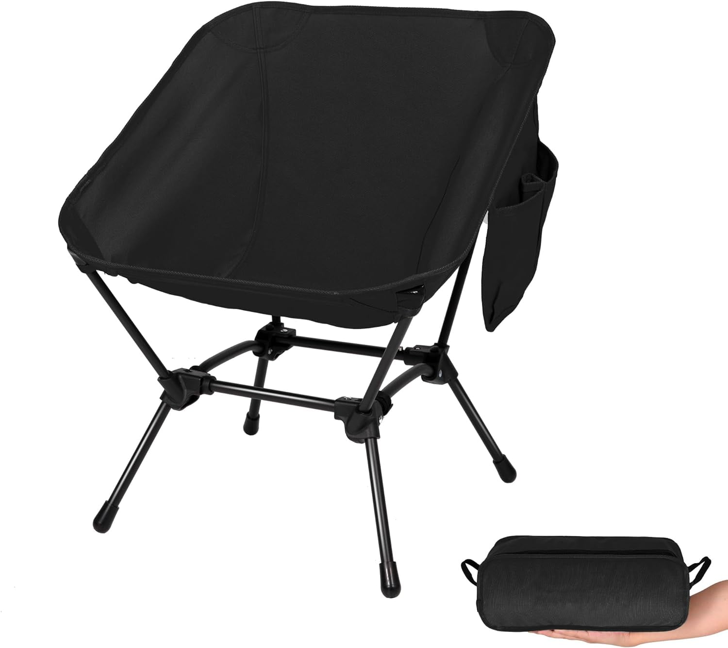 Qkutte Ultralight Camping Chair, Portable Lightweight Chair with Carry Bag and Side Pocket, Folding Compact Backpacking Chair