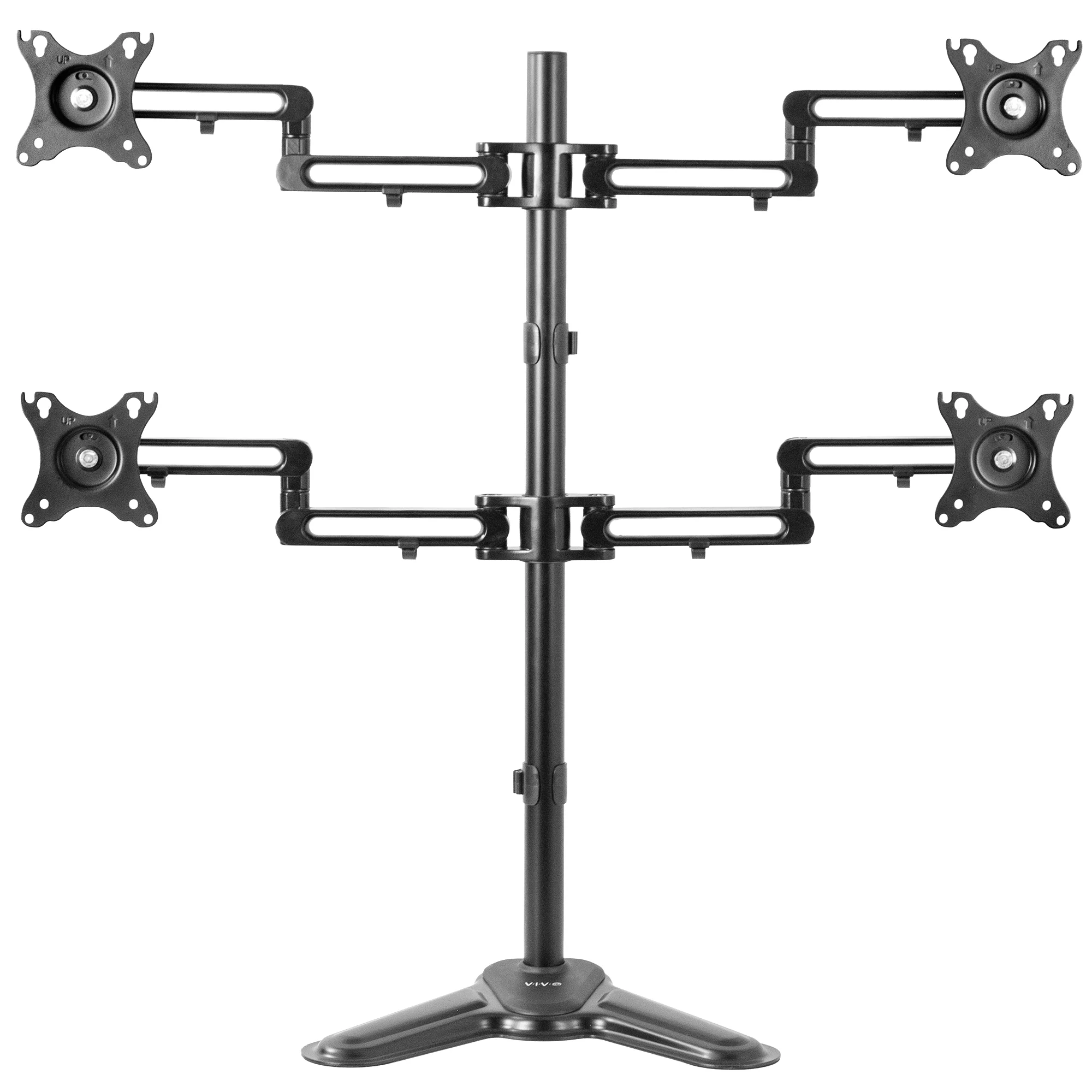 Quad LCD Monitor Mount Fully Adjustable Desk Stand | For 4 Screens 17" to 32"