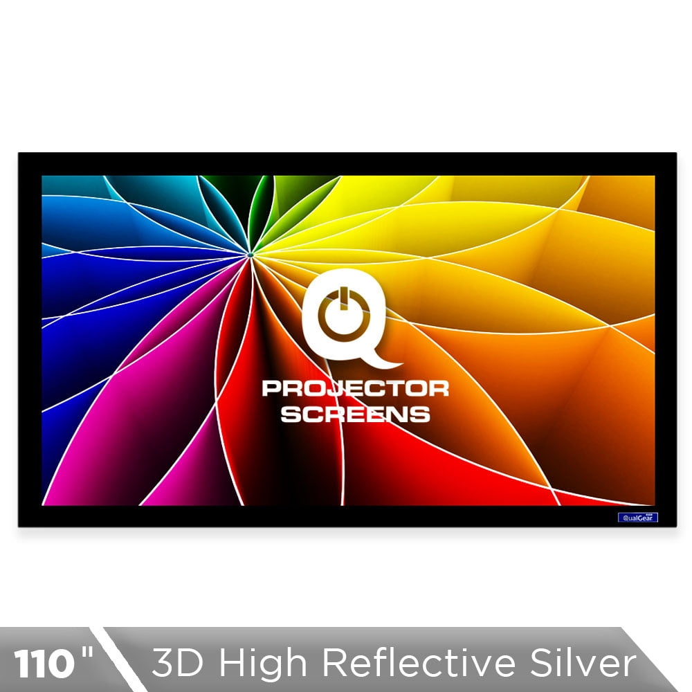 QualGear® 16:9 Fixed Frame Projector Screen, 110-Inch, 3D High Reflective Silver 2.5 Gain, QG-PS-FF6-169-110-S