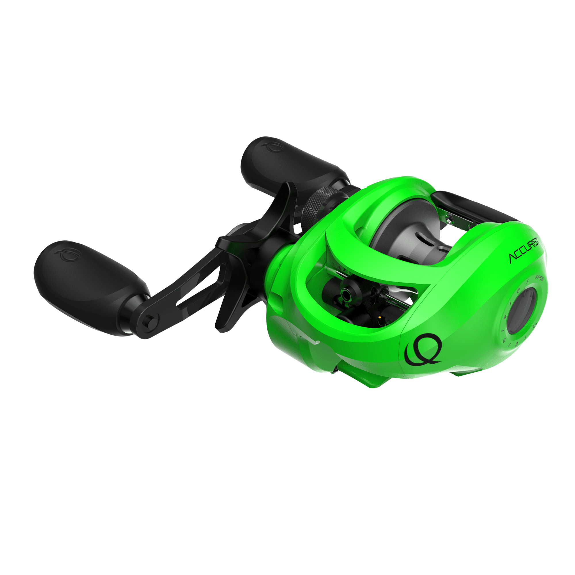 Quantum Accurist Baitcast Fishing Reel, Size 100 Reel, Right-Hand Retrieve, Green