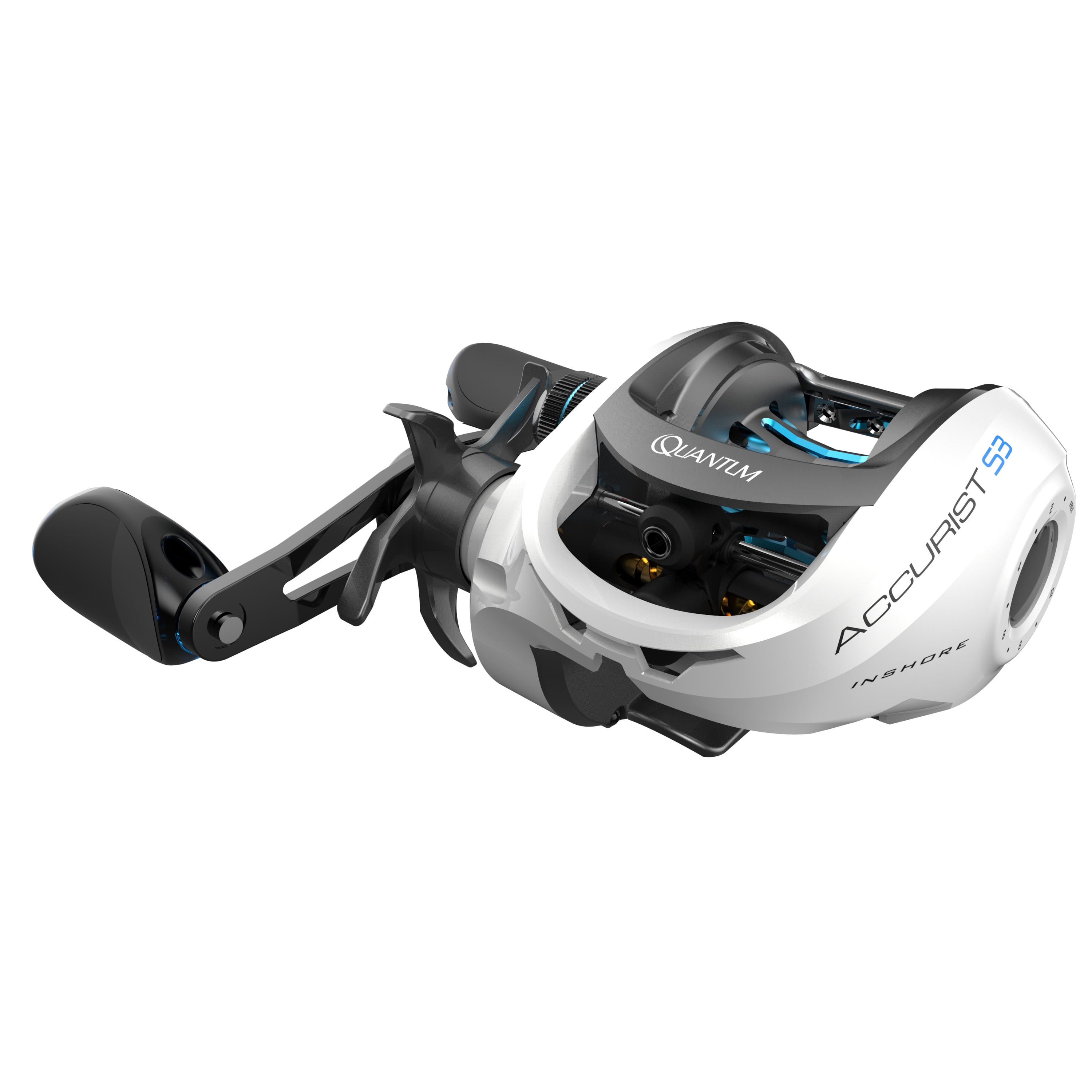 Quantum Accurist Inshore Baitcast Fishing Reel, Size 100 Reel, Right-Hand Retrieve, White