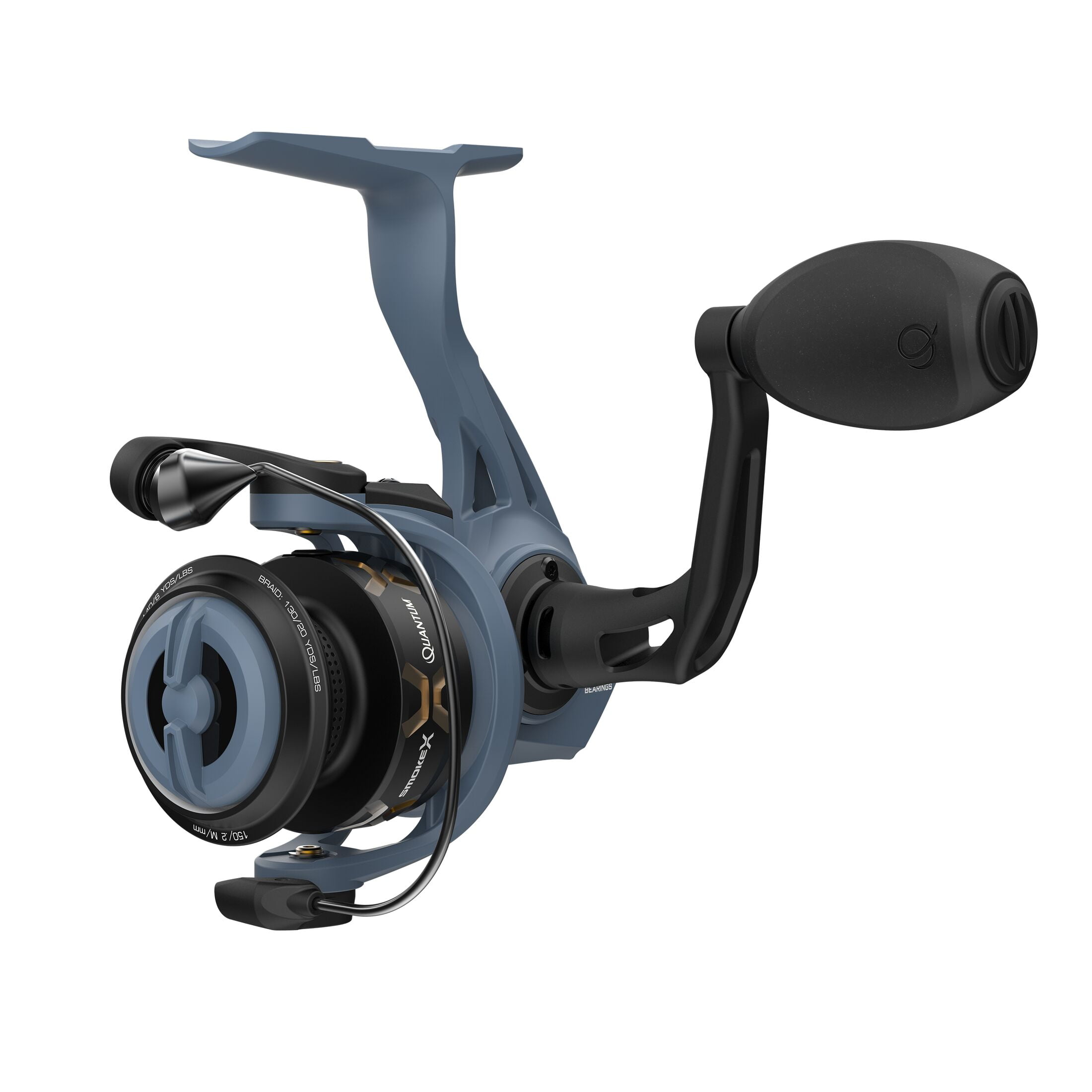 Quantum Smoke X Spinning Fishing Reel, Size 15 Reel, 5.7:1 Gear Ratio, Blue