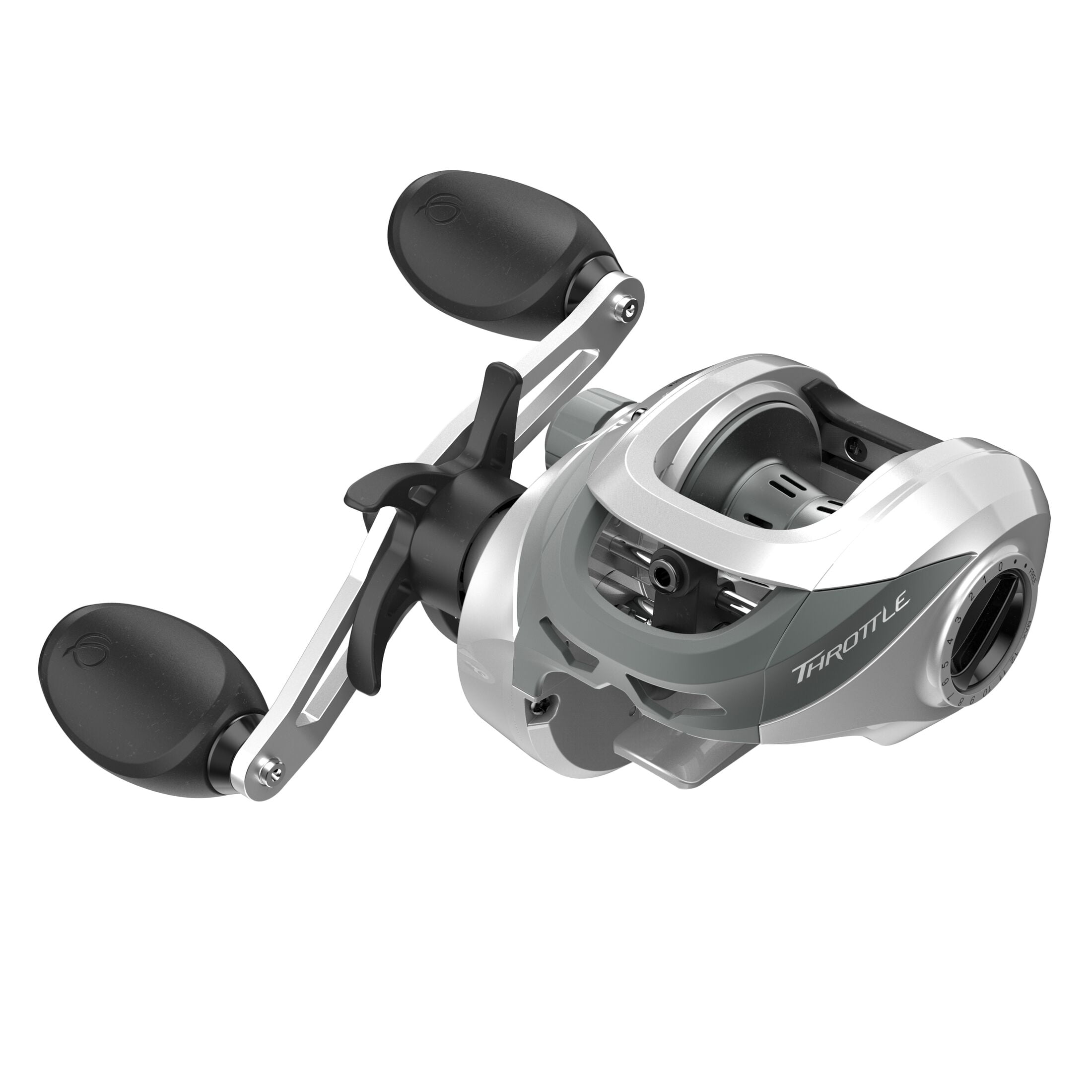 Quantum Throttle Baitcast Fishing Reel, Size 100 Reel, Right-Hand Retrieve, Silver