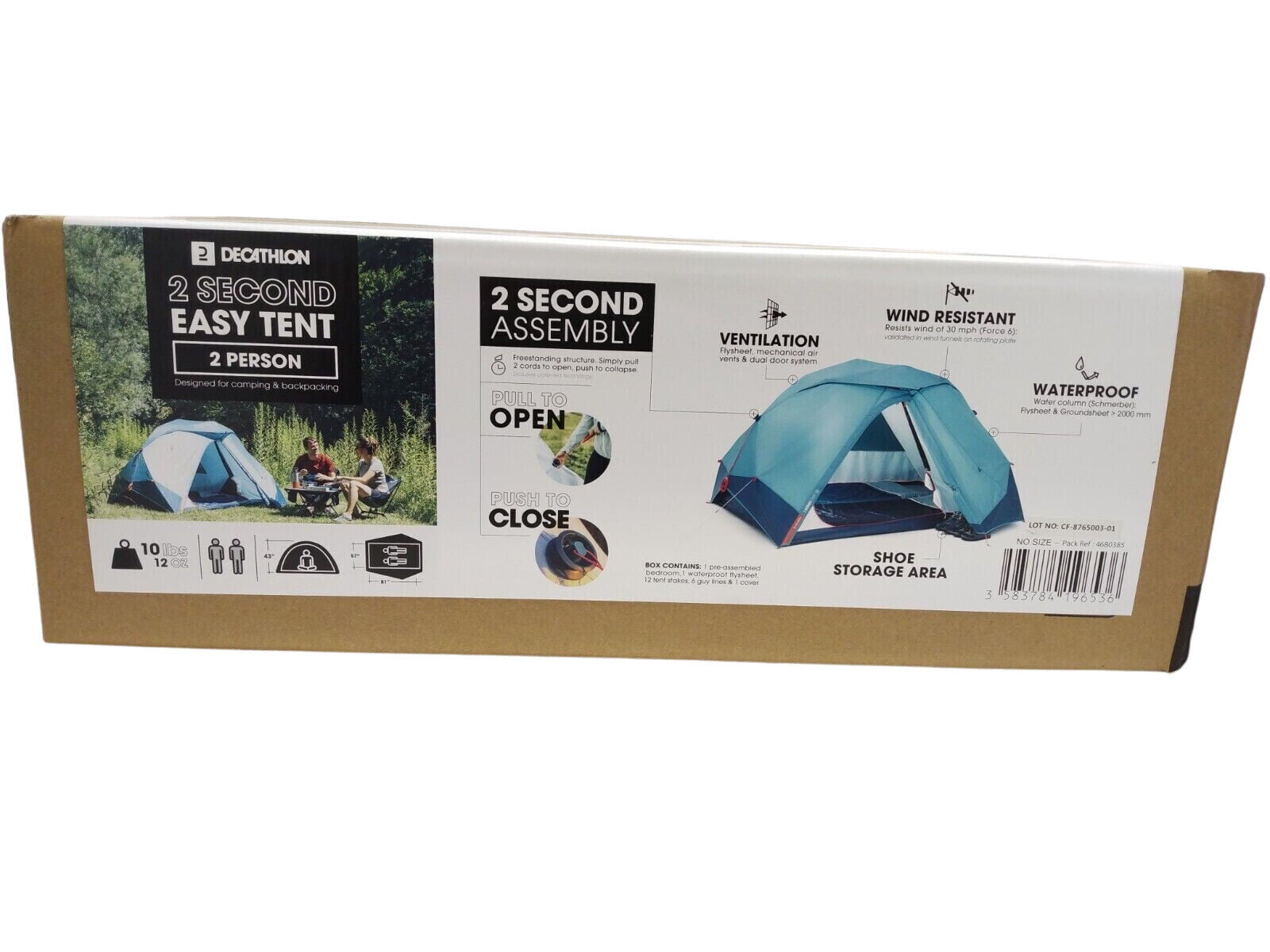| Quechua 2 Second Easy Tent, 2 Person Camping Tent, Blue, 9.6lb